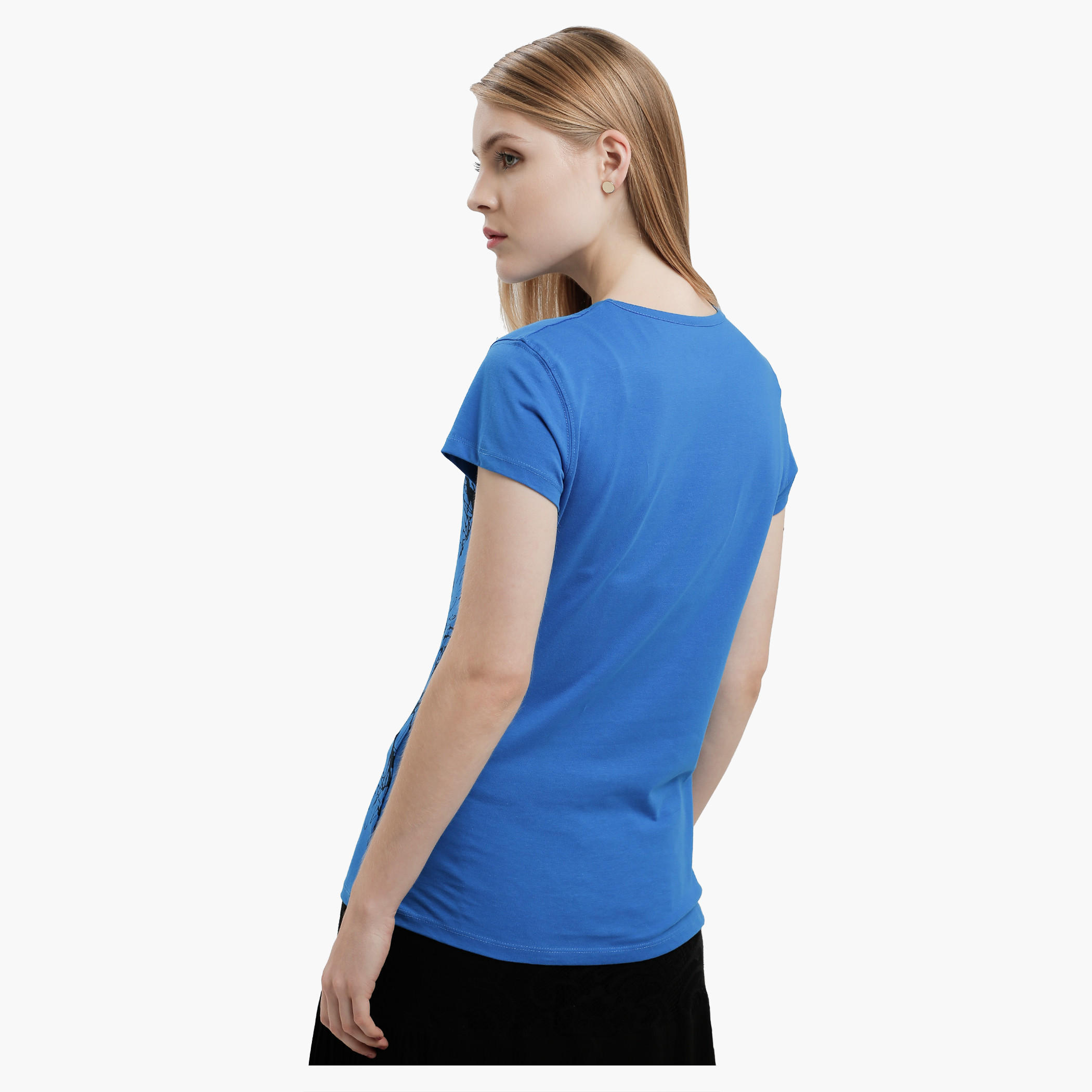 Graphic Print T-Shirt with Round Neck and Short Sleeves-women-clothing-tshirts-image-2