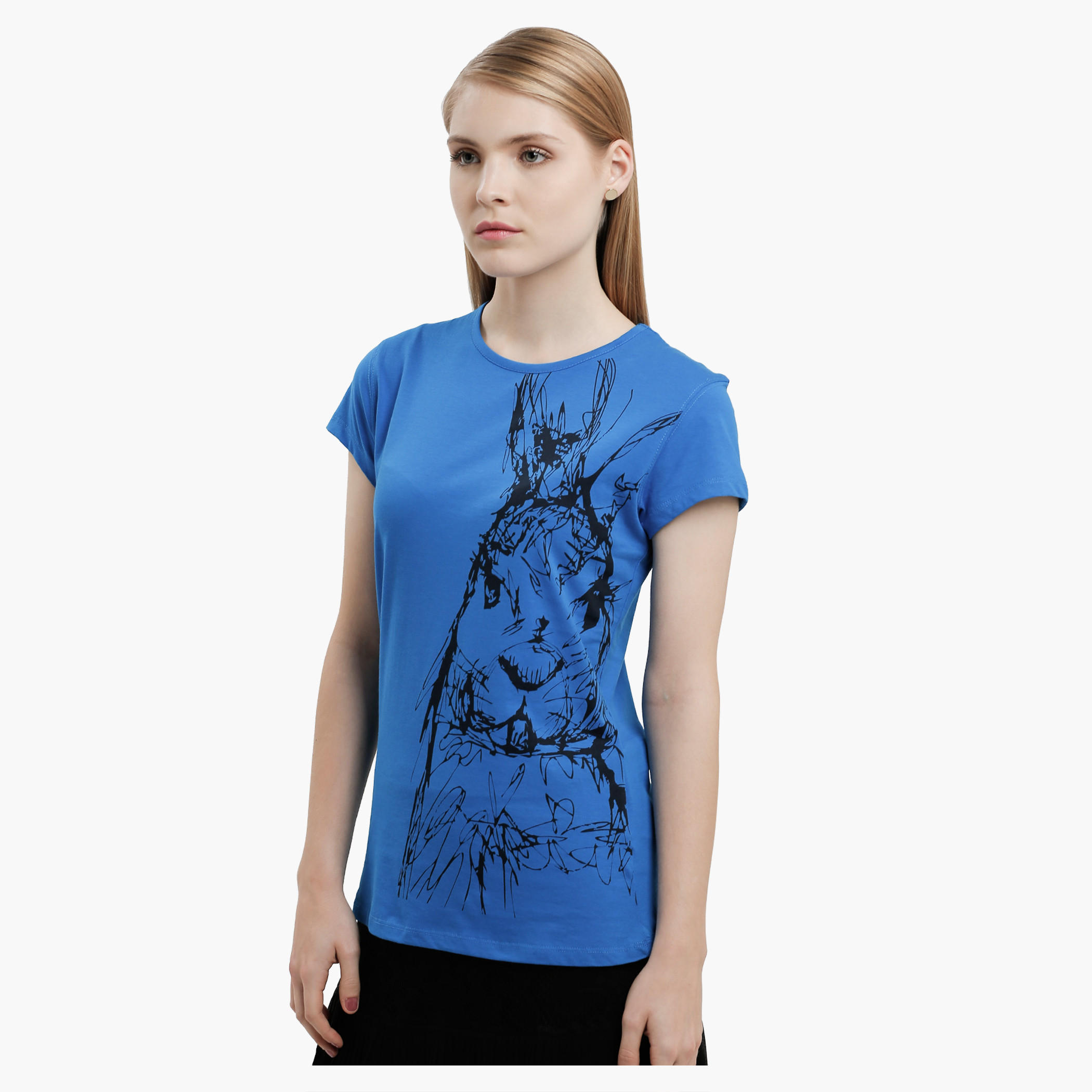 Graphic Print T-Shirt with Round Neck and Short Sleeves-women-clothing-tshirts-image-3