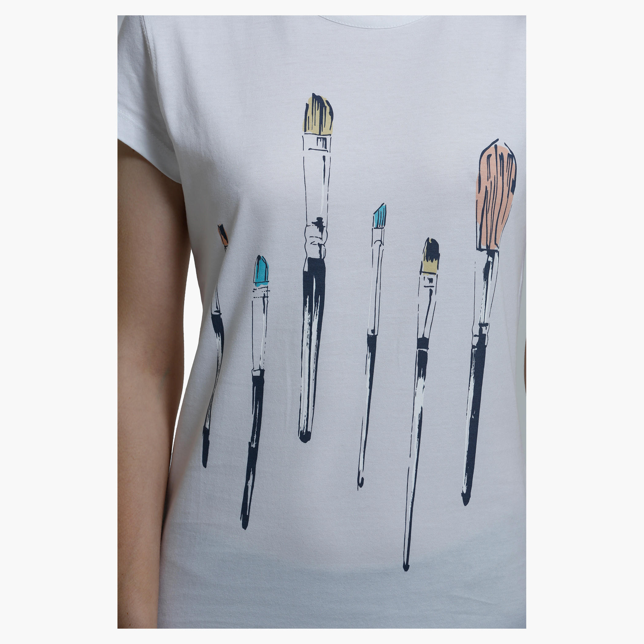 Printed Round Neck T-Shirt with Short Sleeves in Regular Fit-women-clothing-tshirts-image-4
