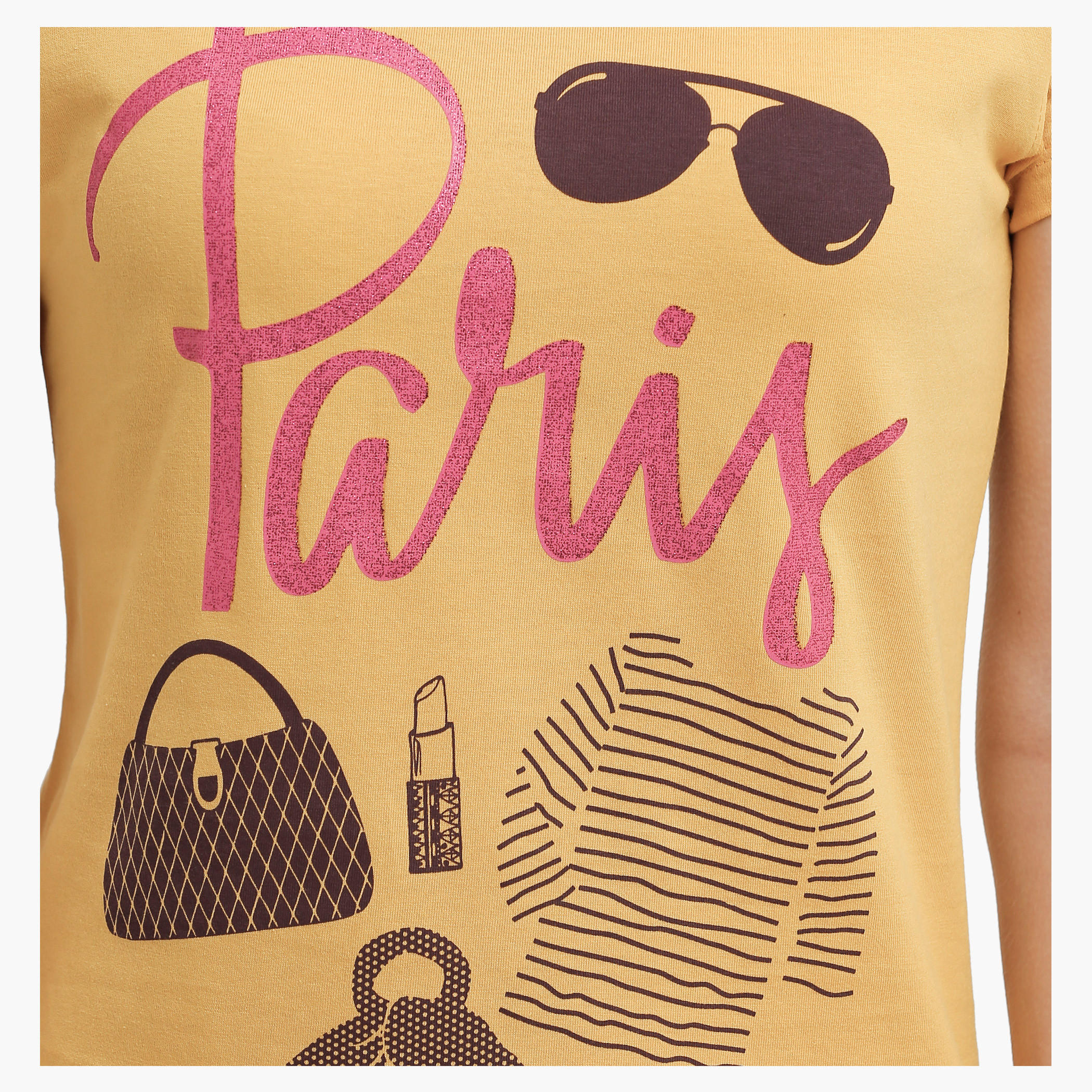 Graphic Print T-Shirt with Round Neck and Short Sleeves-women-clothing-tshirts-image-4
