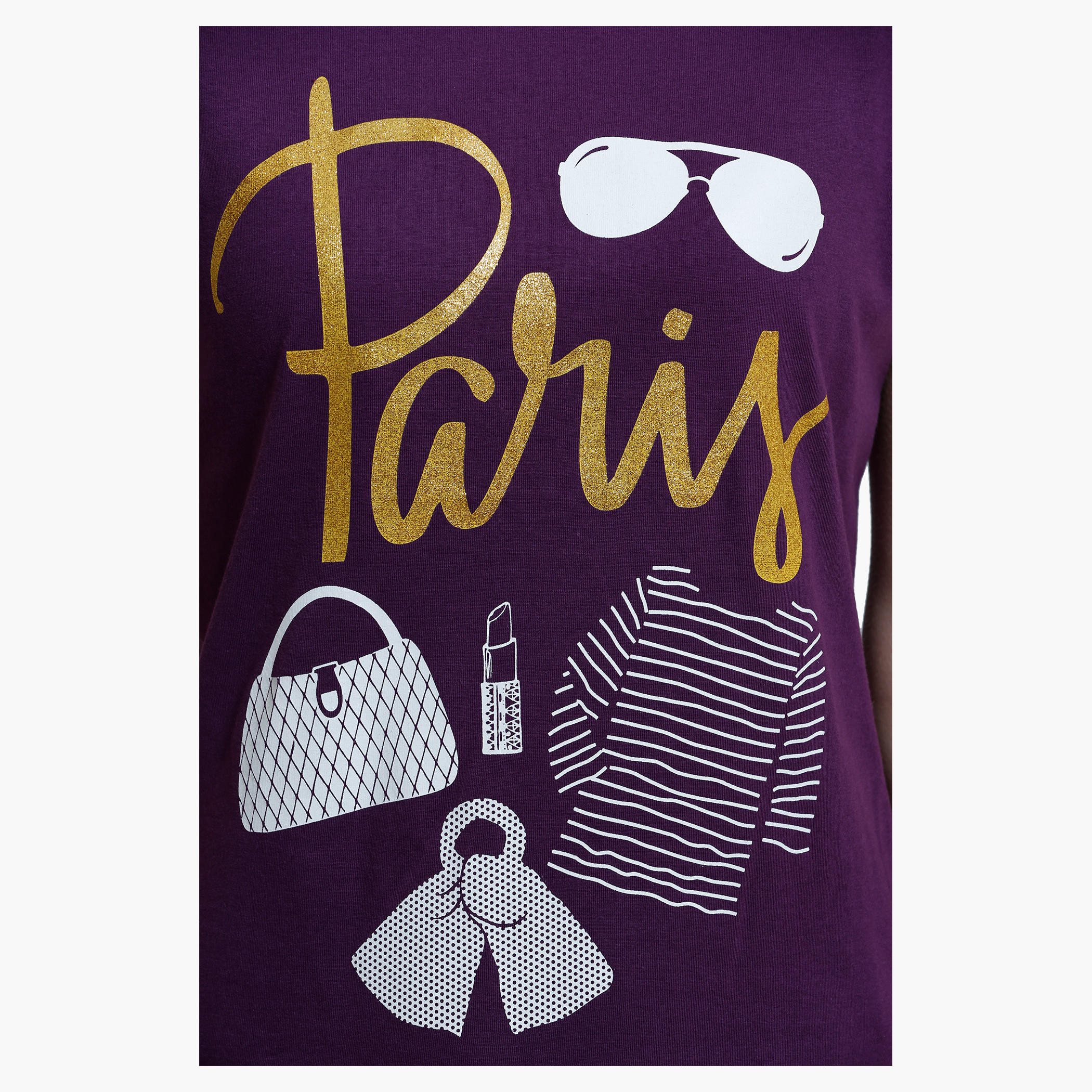 Printed Round Neck T-Shirt with Short Sleeves in Regular Fit-women-clothing-tshirts-image-4
