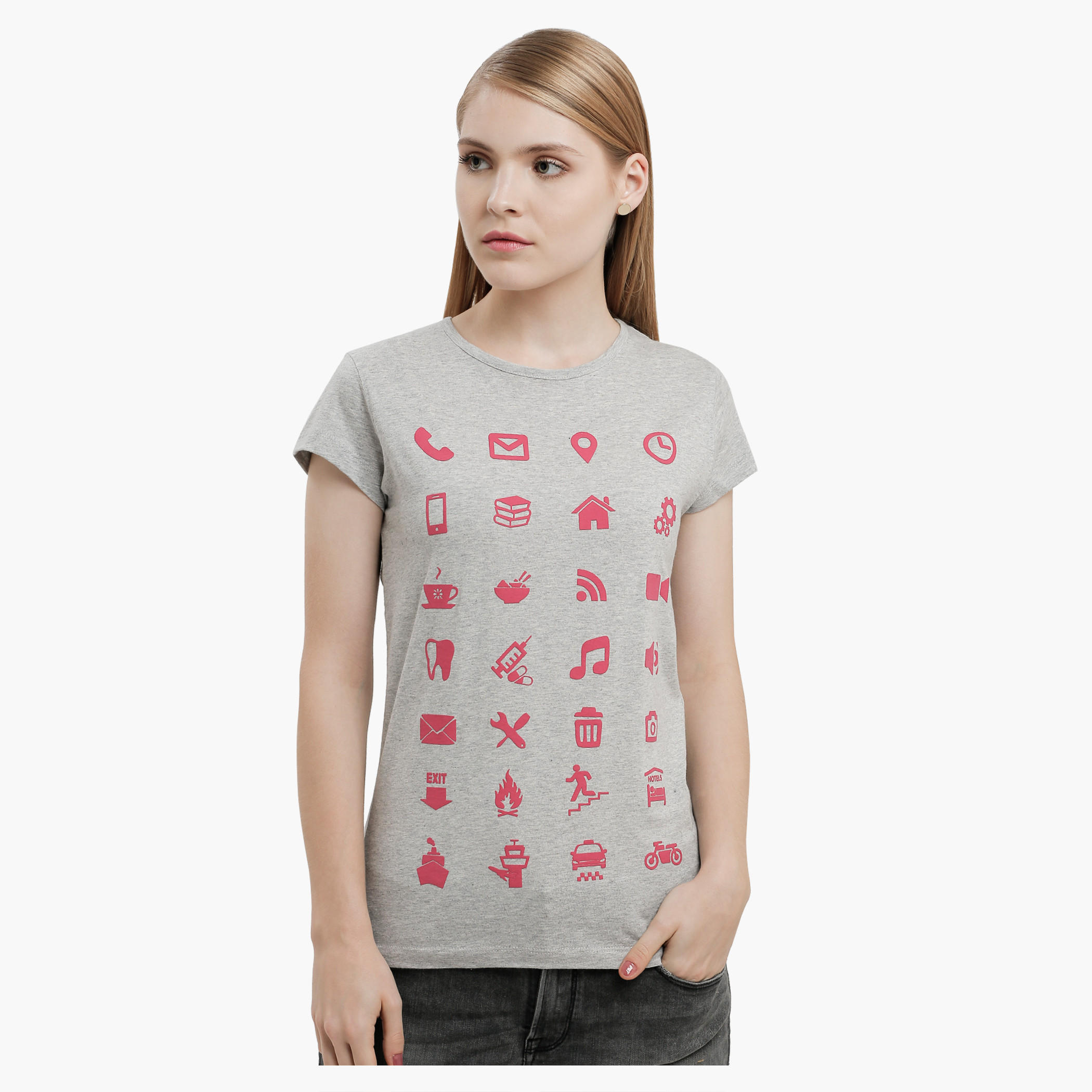 Graphic Print T-Shirt with Round Neck and Short Sleeves-women-clothing-tshirts-image-1