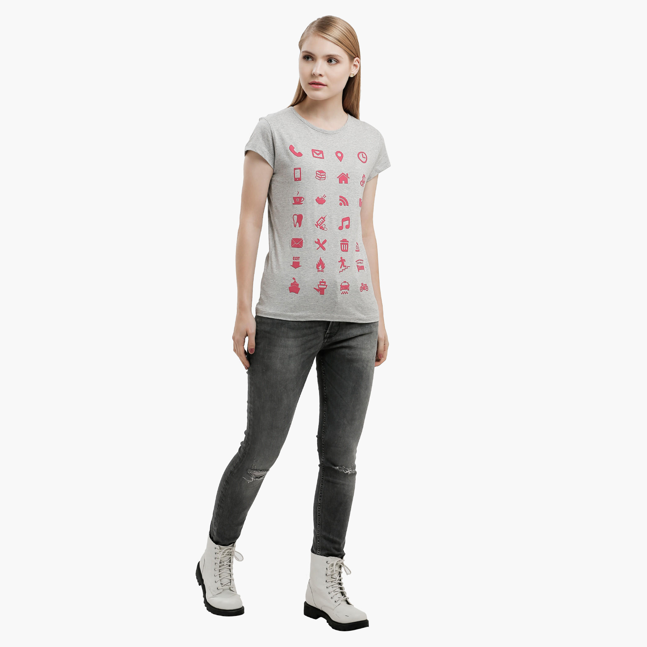 Graphic Print T-Shirt with Round Neck and Short Sleeves-women-clothing-tshirts-image-5