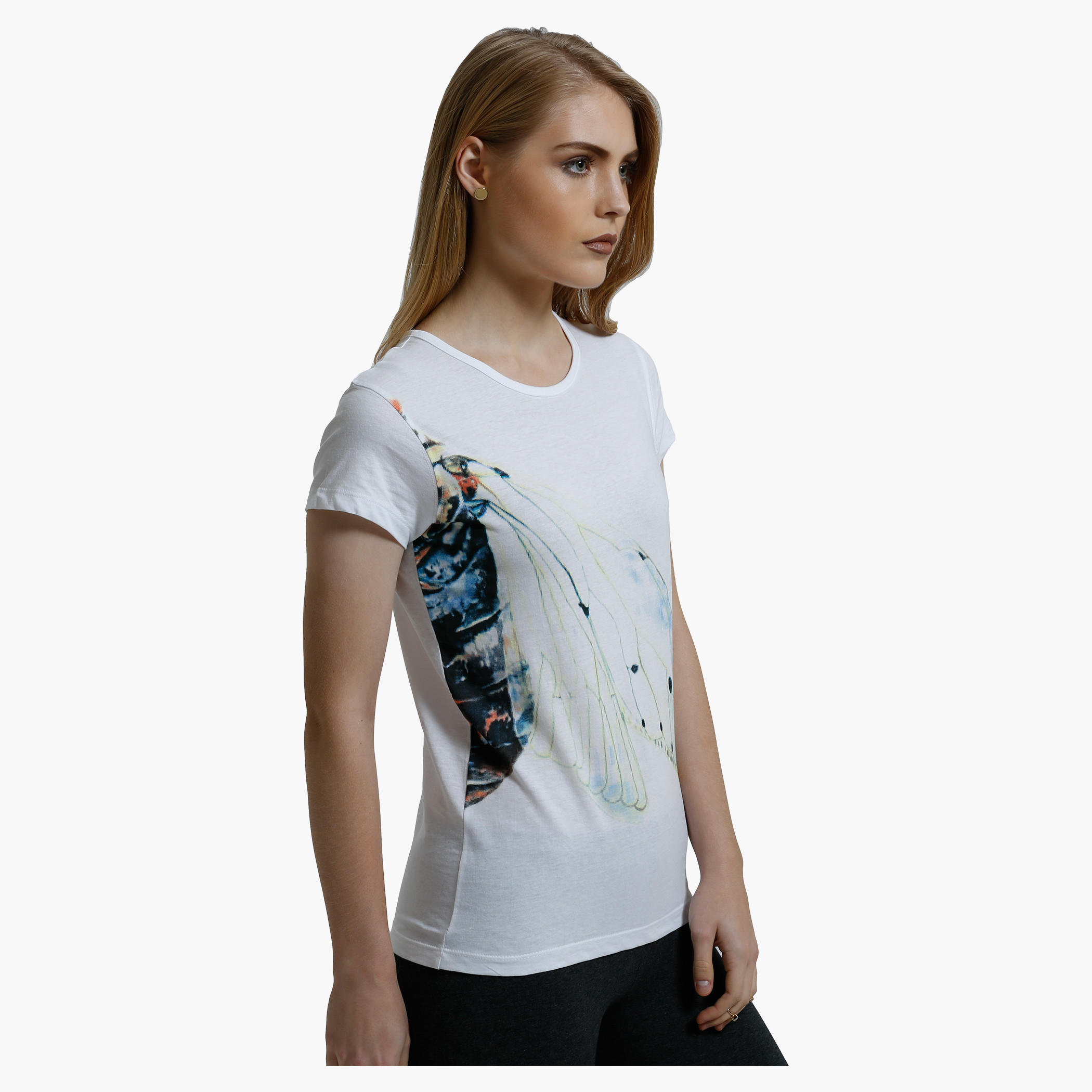 Printed T-Shirt with Crew Neck and Short Sleeves-women-clothing-tshirts-image-3