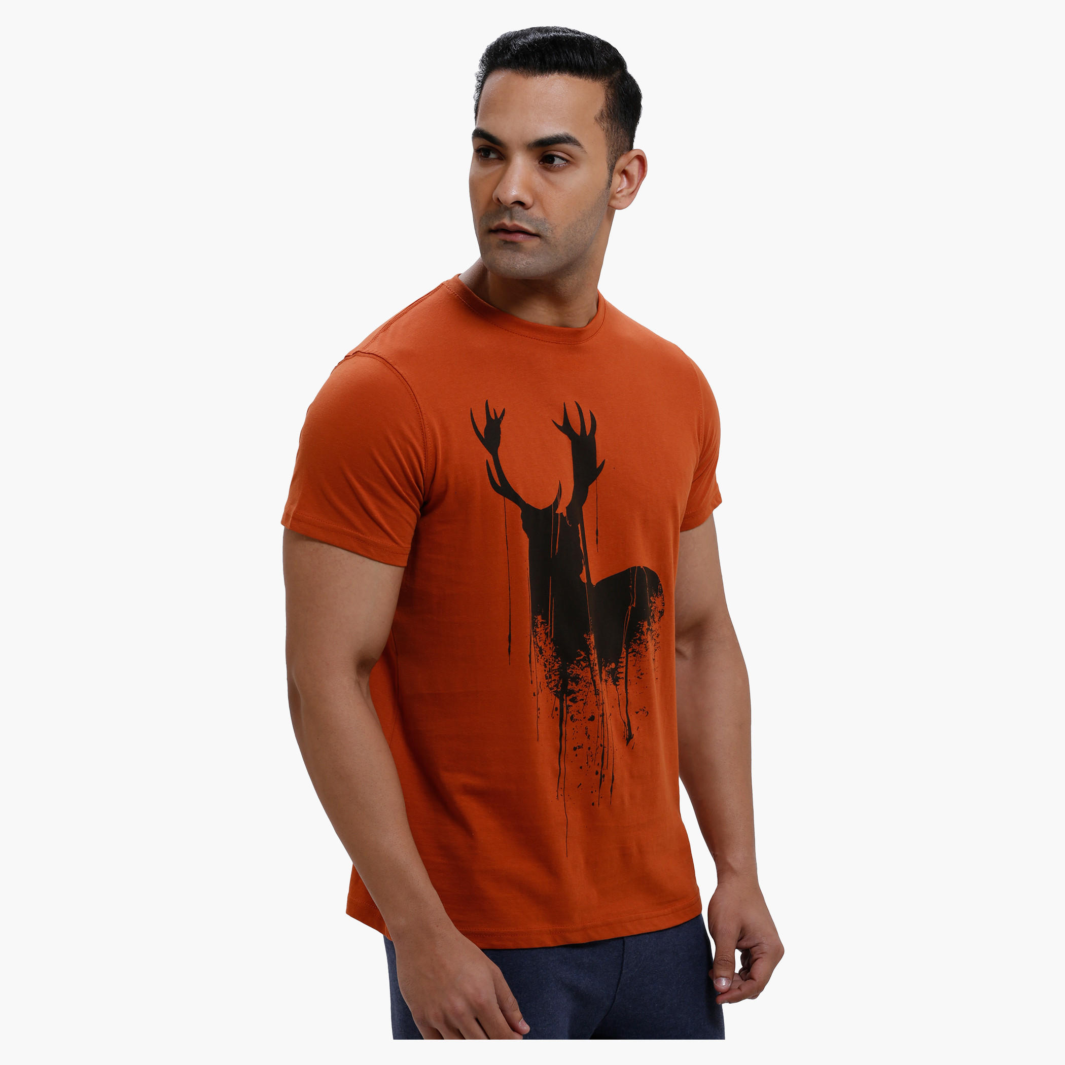 Printed Round Neck T-Shirt with Short Sleeves in Slim Fit-men-clothing-tshirtsandpolos-tshirts-image-3