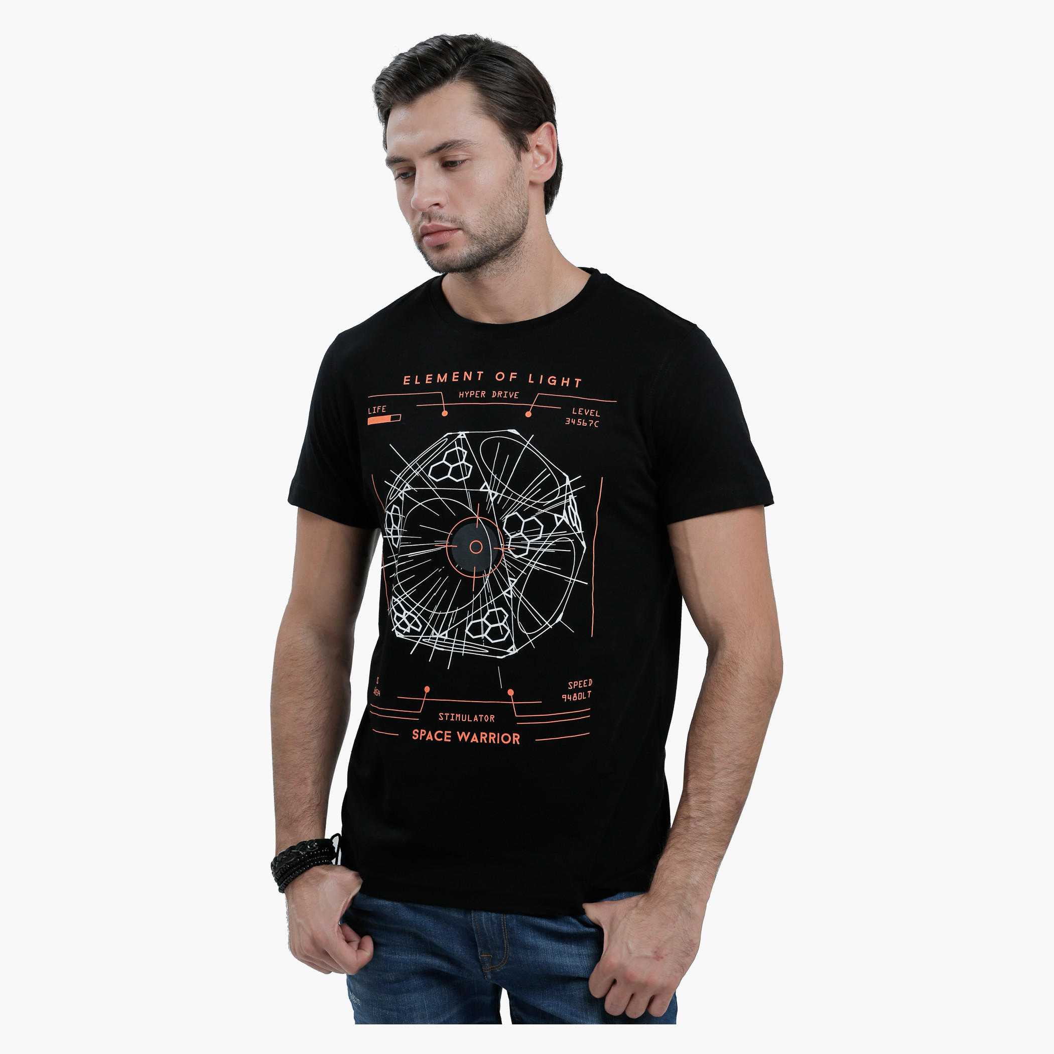 Graphic Print T-Shirt with Round Neck and Short Sleeves-men-clothing-tshirtsandpolos-tshirts-image-1