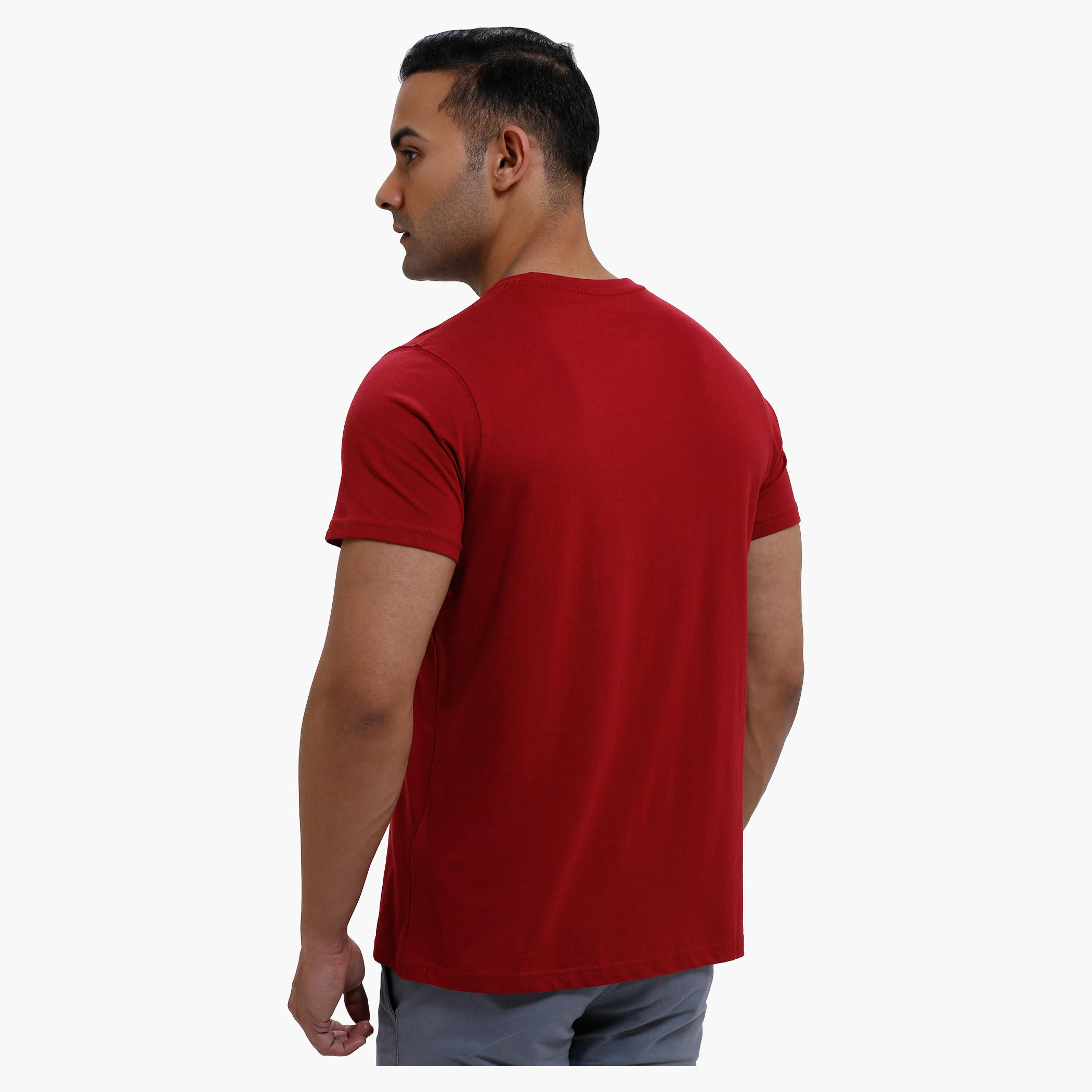 Printed Round Neck T-Shirt with Short Sleeves in Slim Fit-men-clothing-tshirtsandpolos-tshirts-image-2