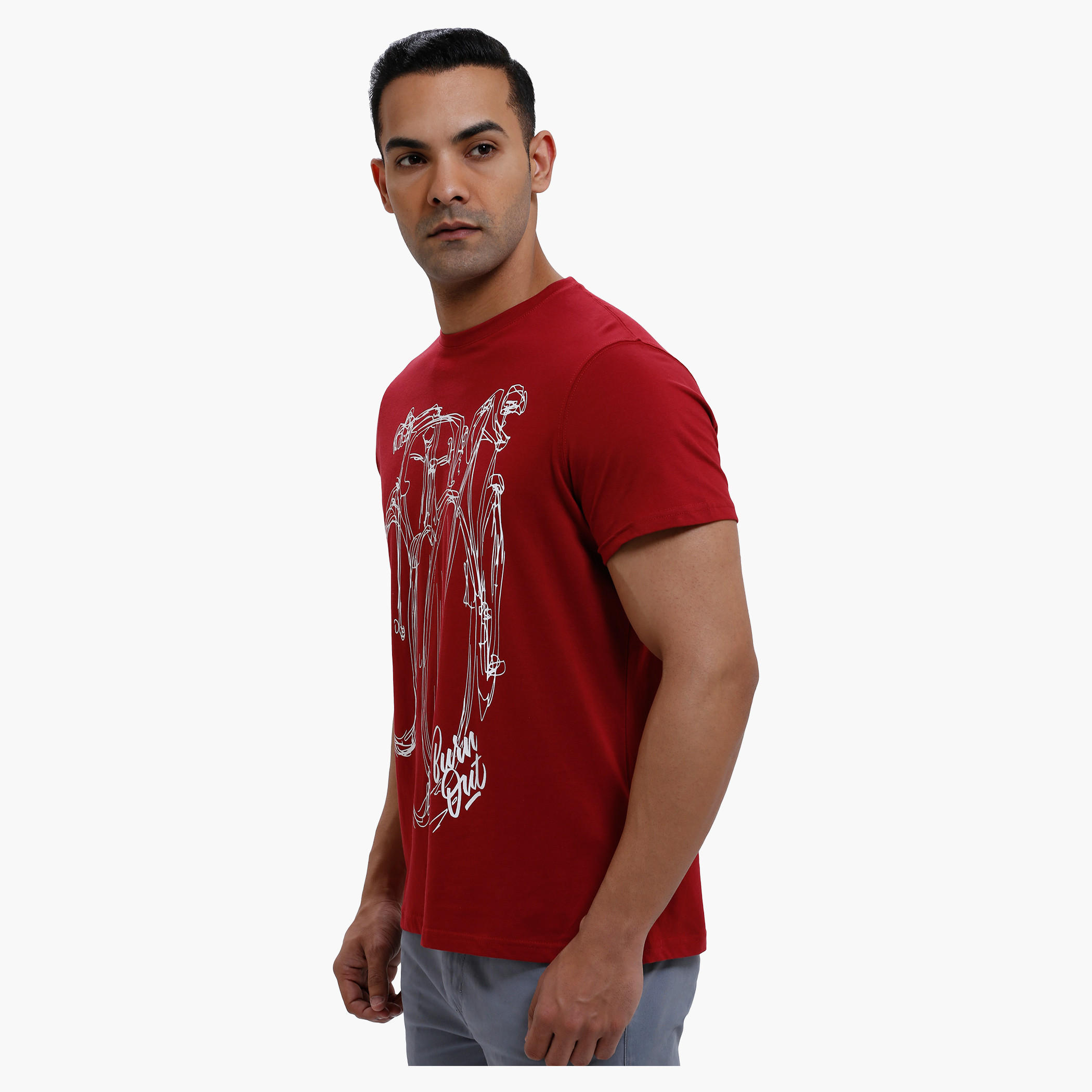 Printed Round Neck T-Shirt with Short Sleeves in Slim Fit-men-clothing-tshirtsandpolos-tshirts-image-3