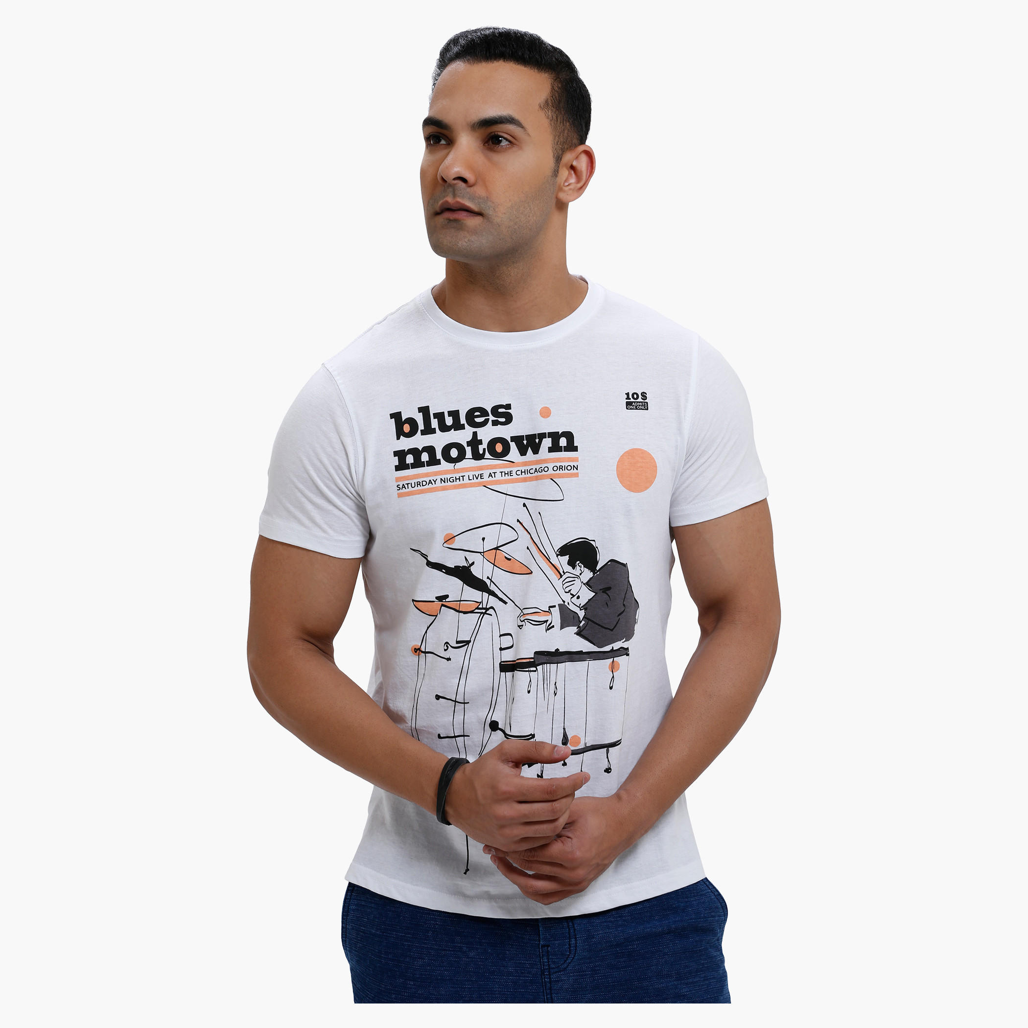 Printed Round Neck T-Shirt with Short Sleeves in Slim Fit-men-clothing-tshirtsandpolos-tshirts-image-1