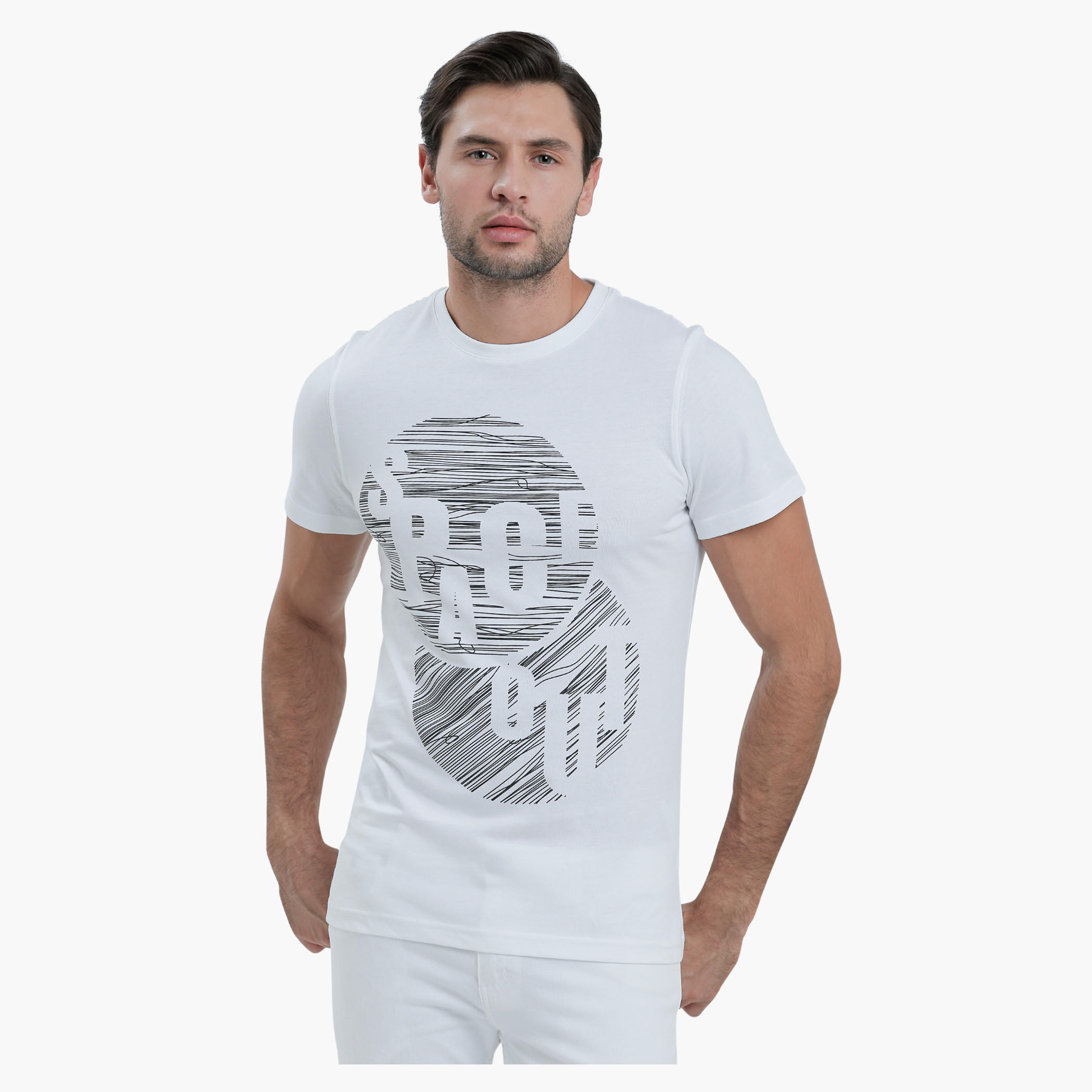 Graphic Print T-Shirt with Round Neck and Short Sleeves-men-clothing-tshirtsandpolos-tshirts-image-1