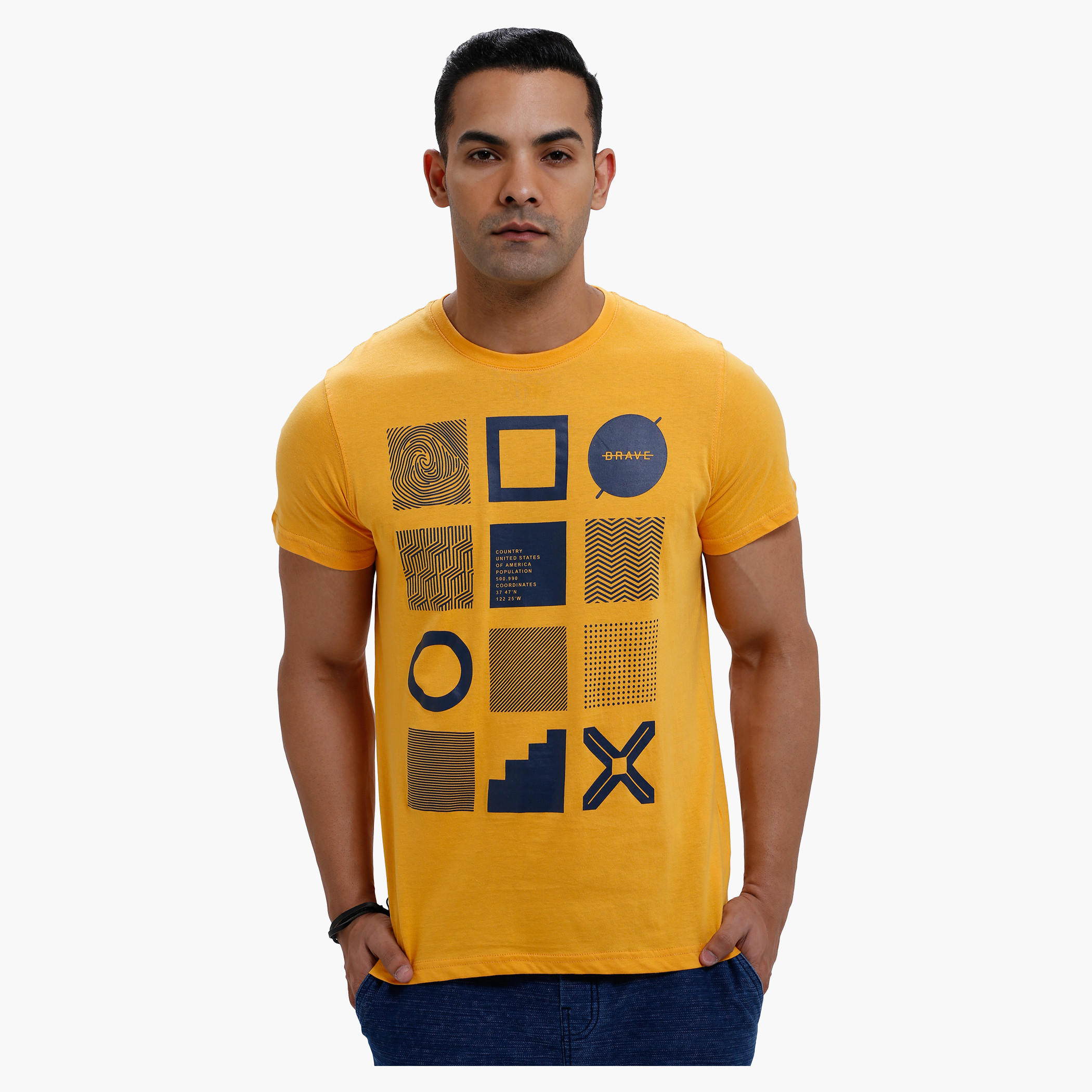 Printed Round Neck T-Shirt with Short Sleeves in Slim Fit-men-clothing-tshirtsandpolos-tshirts-image-1