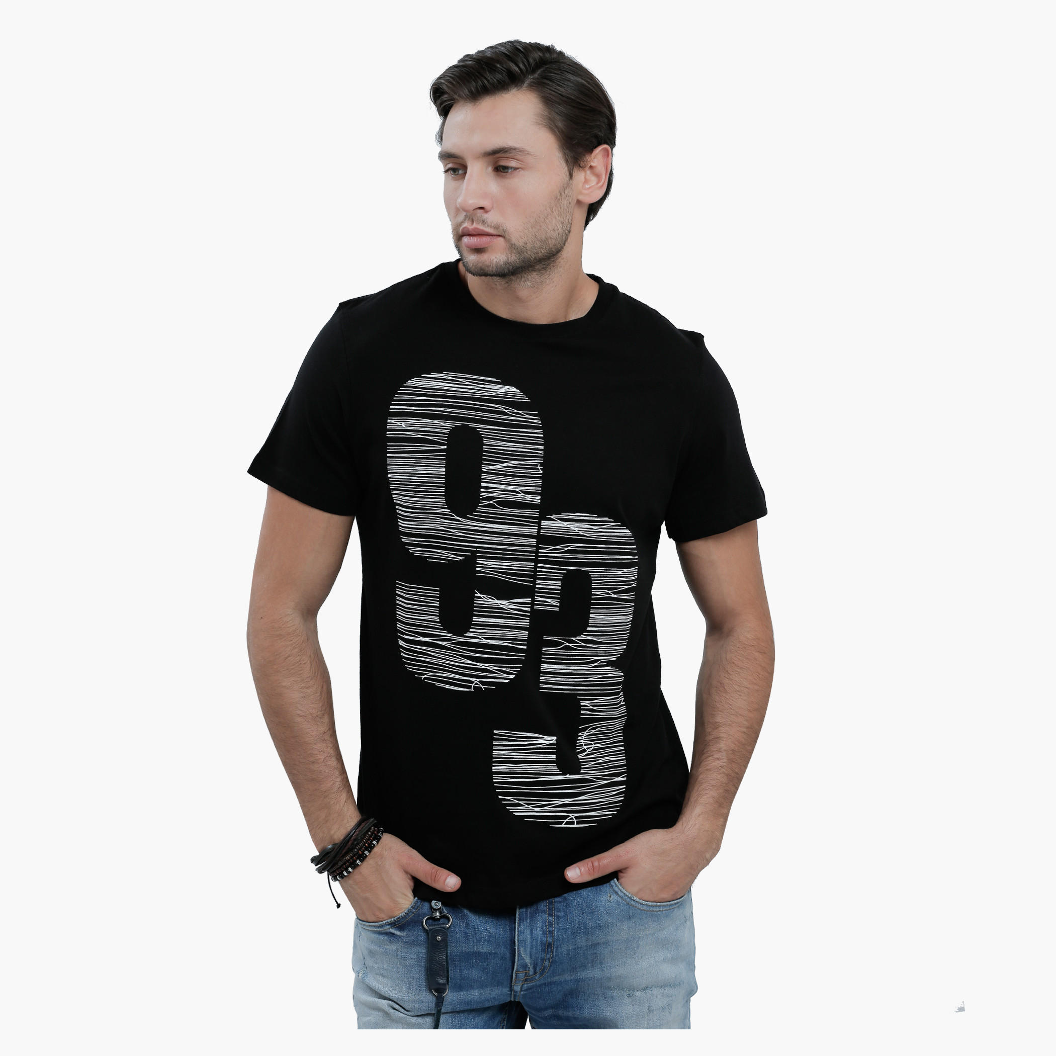 Graphic Print T-Shirt with Round Neck and Short Sleeves-men-clothing-tshirtsandpolos-tshirts-image-1