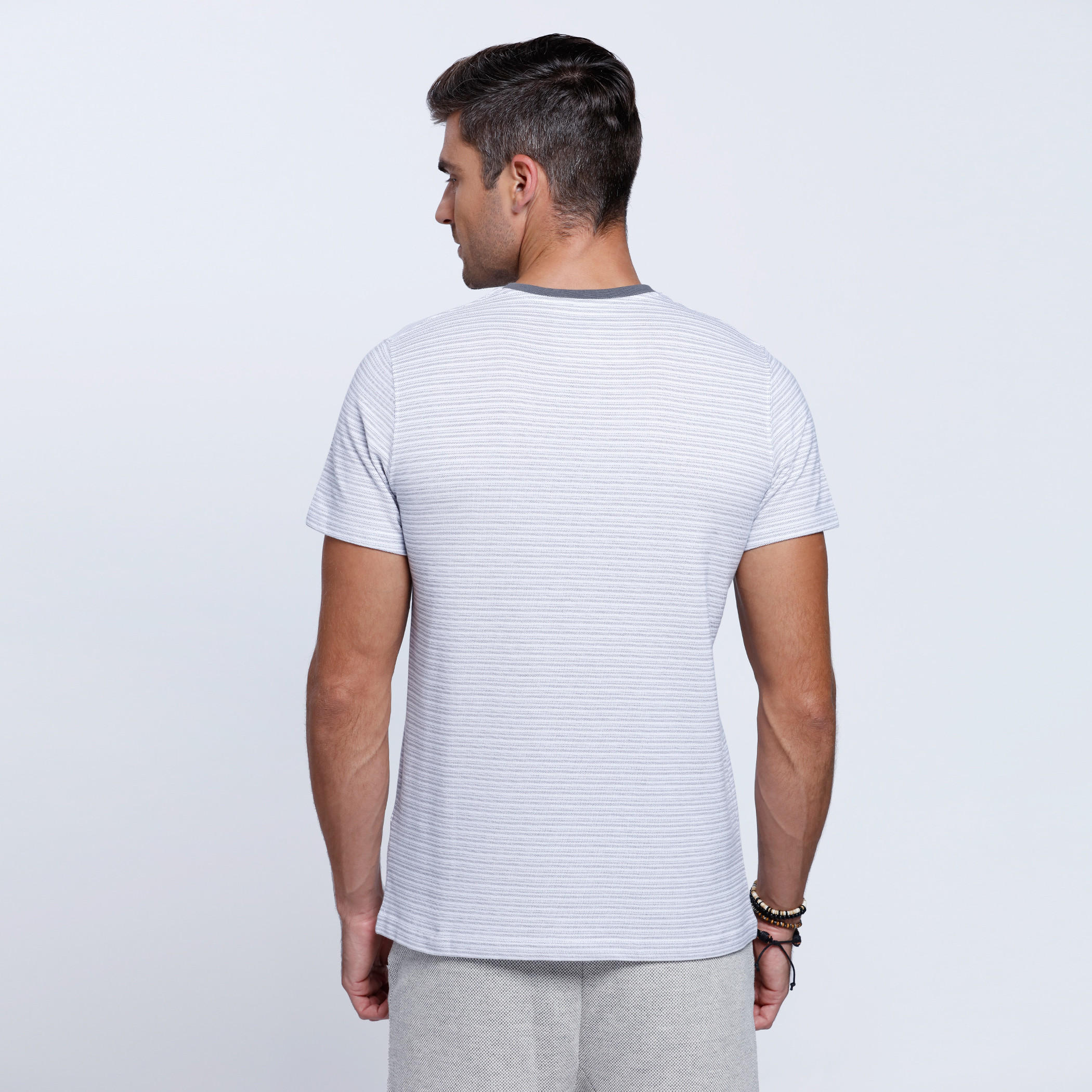 Striped Short Sleeves T-Shirt with Round Neckline-men-clothing-tshirtsandpolos-tshirts-image-2