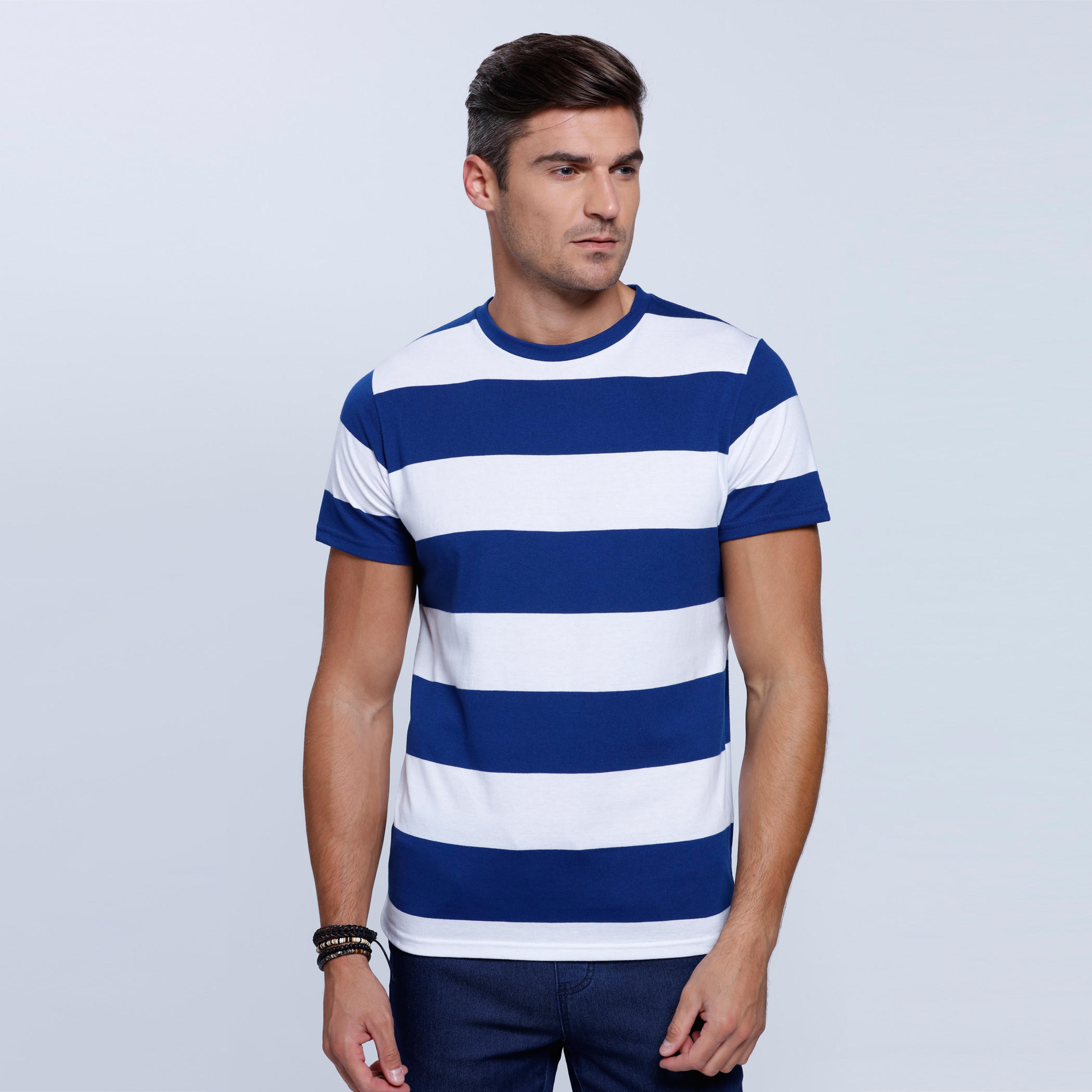 Striped T-Shirt with Crew Neck and Short Sleeves-men-clothing-tshirtsandpolos-tshirts-image-1