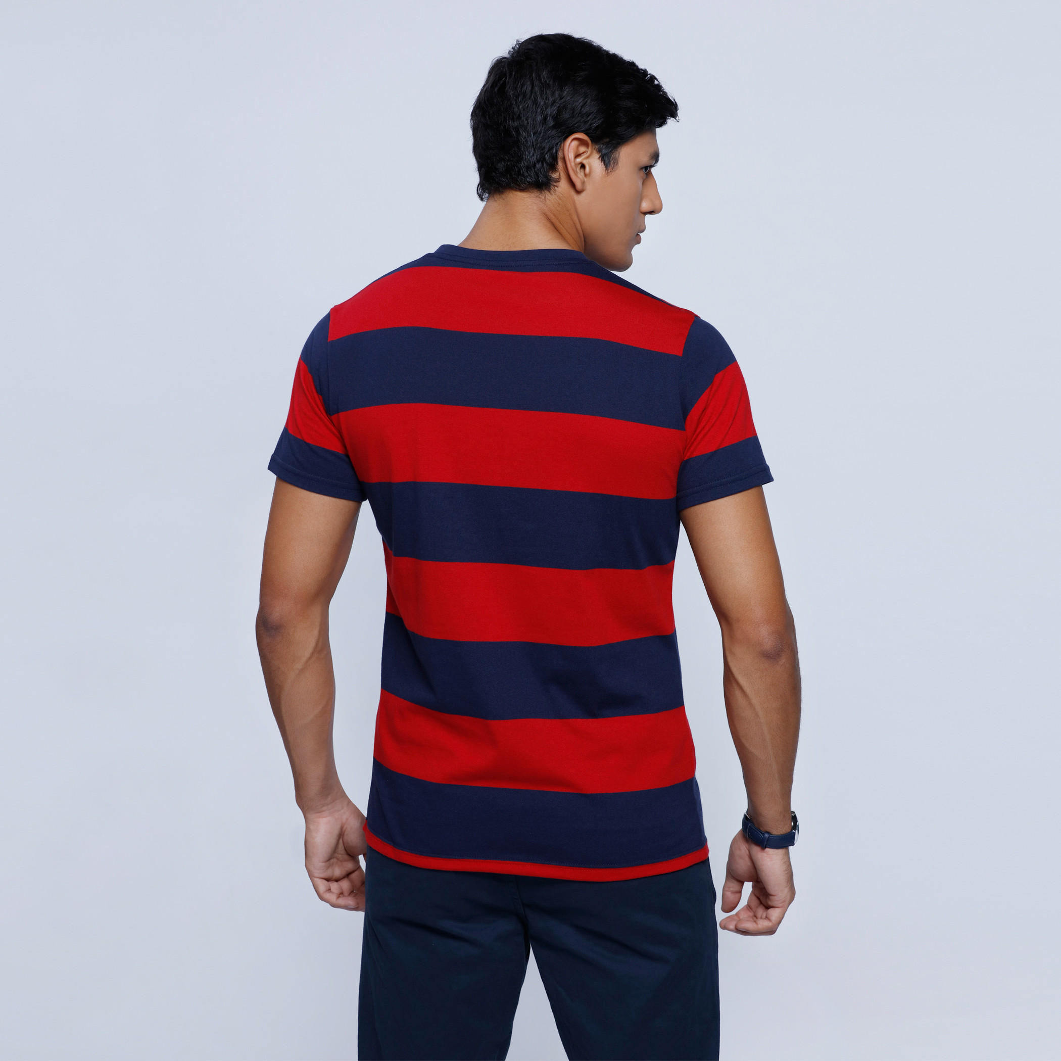 Striped T-Shirt with Crew Neck and Short Sleeves-men-clothing-tshirtsandpolos-tshirts-image-2