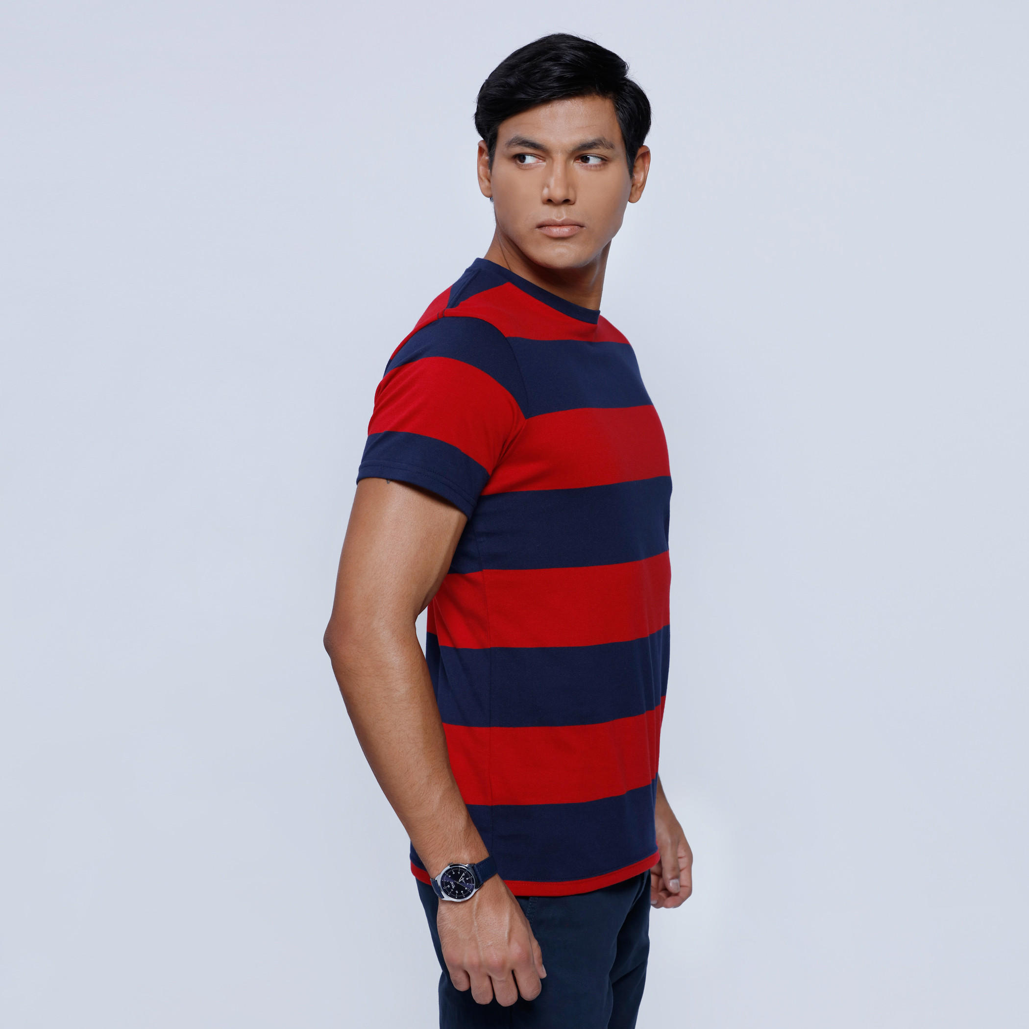 Striped T-Shirt with Crew Neck and Short Sleeves-men-clothing-tshirtsandpolos-tshirts-image-3