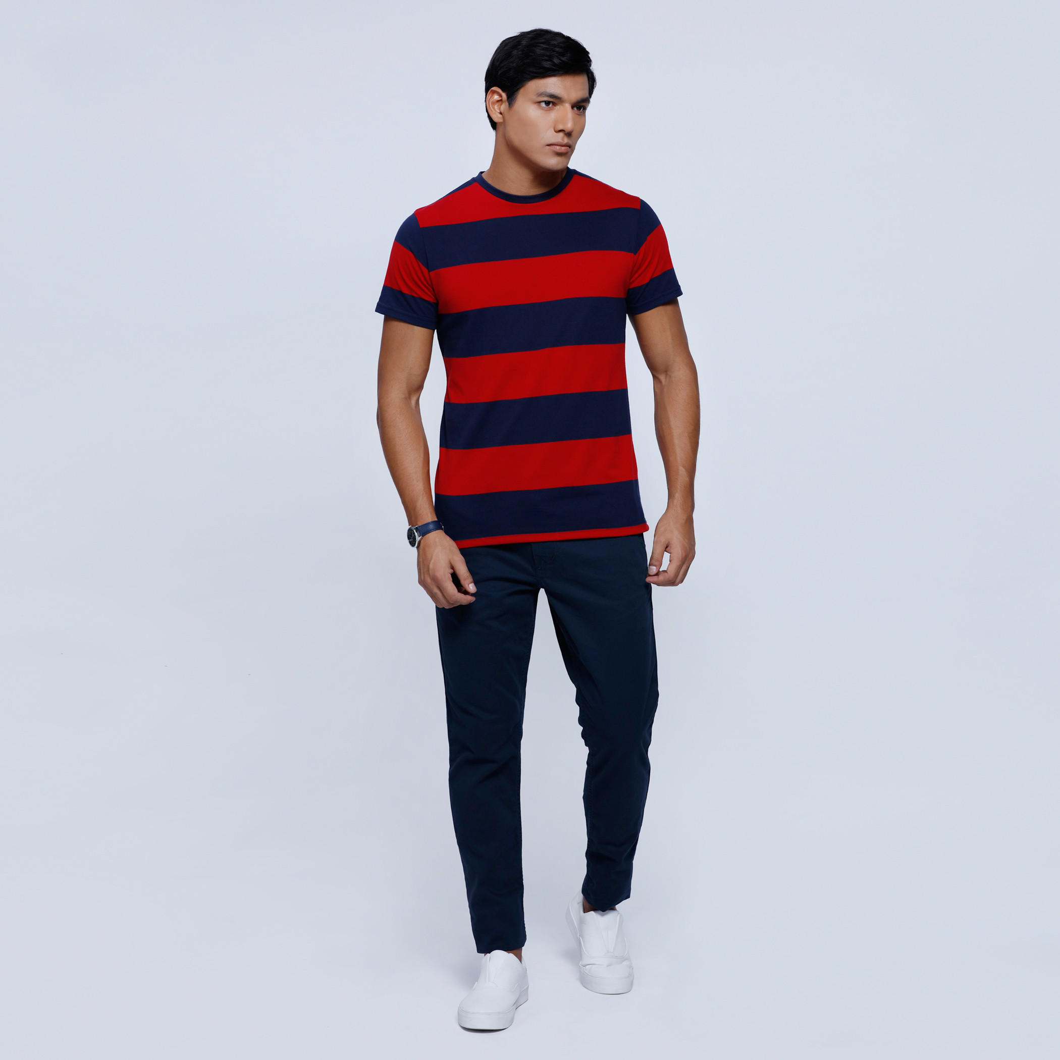 Striped T-Shirt with Crew Neck and Short Sleeves-men-clothing-tshirtsandpolos-tshirts-image-5