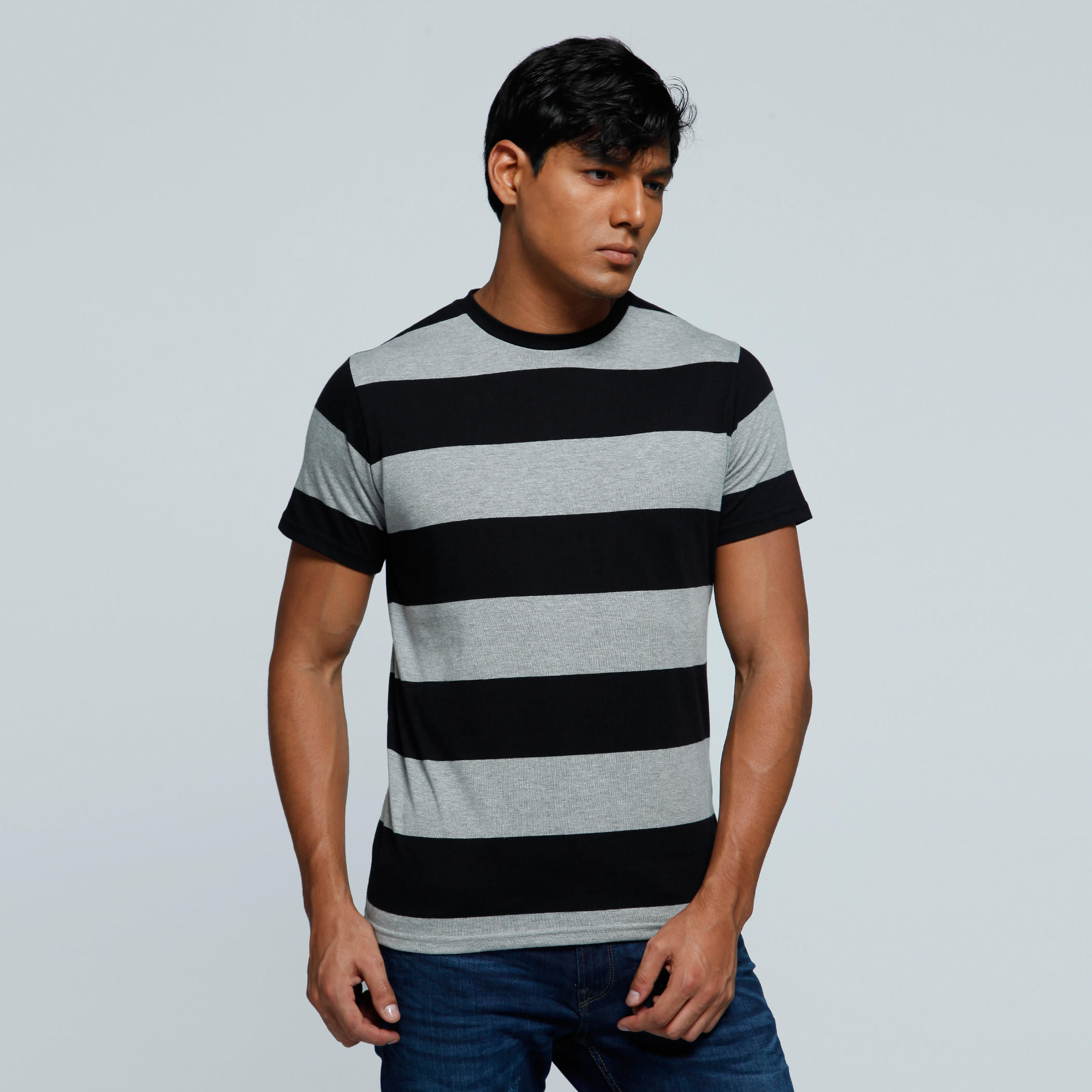 Striped T-Shirt with Crew Neck and Short Sleeves-men-clothing-tshirtsandpolos-tshirts-image-1