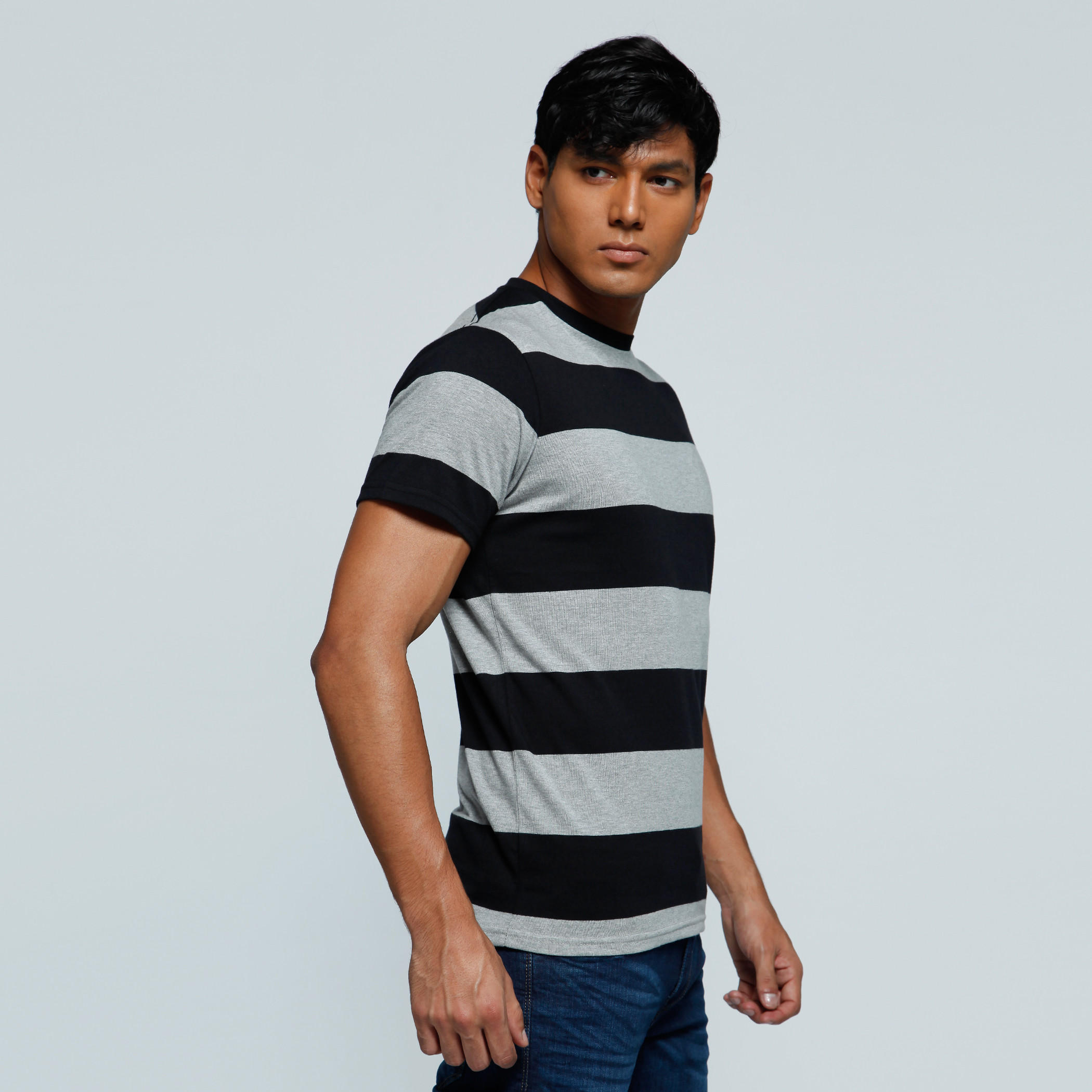 Striped T-Shirt with Crew Neck and Short Sleeves-men-clothing-tshirtsandpolos-tshirts-image-3
