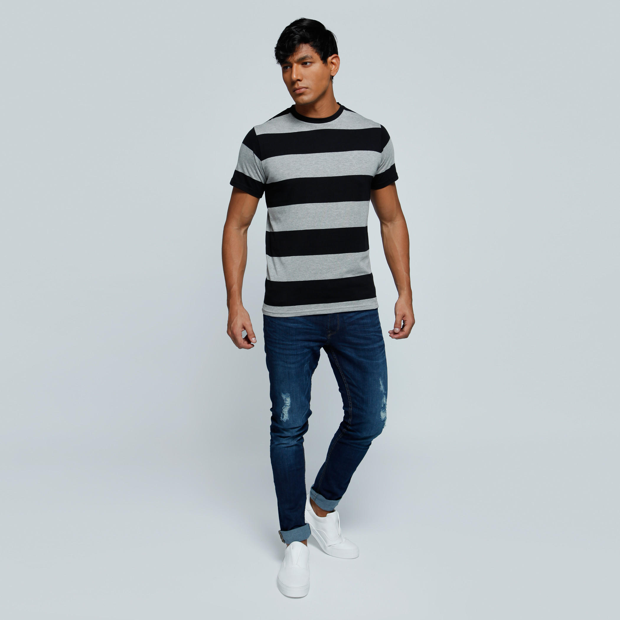 Striped T-Shirt with Crew Neck and Short Sleeves-men-clothing-tshirtsandpolos-tshirts-image-5