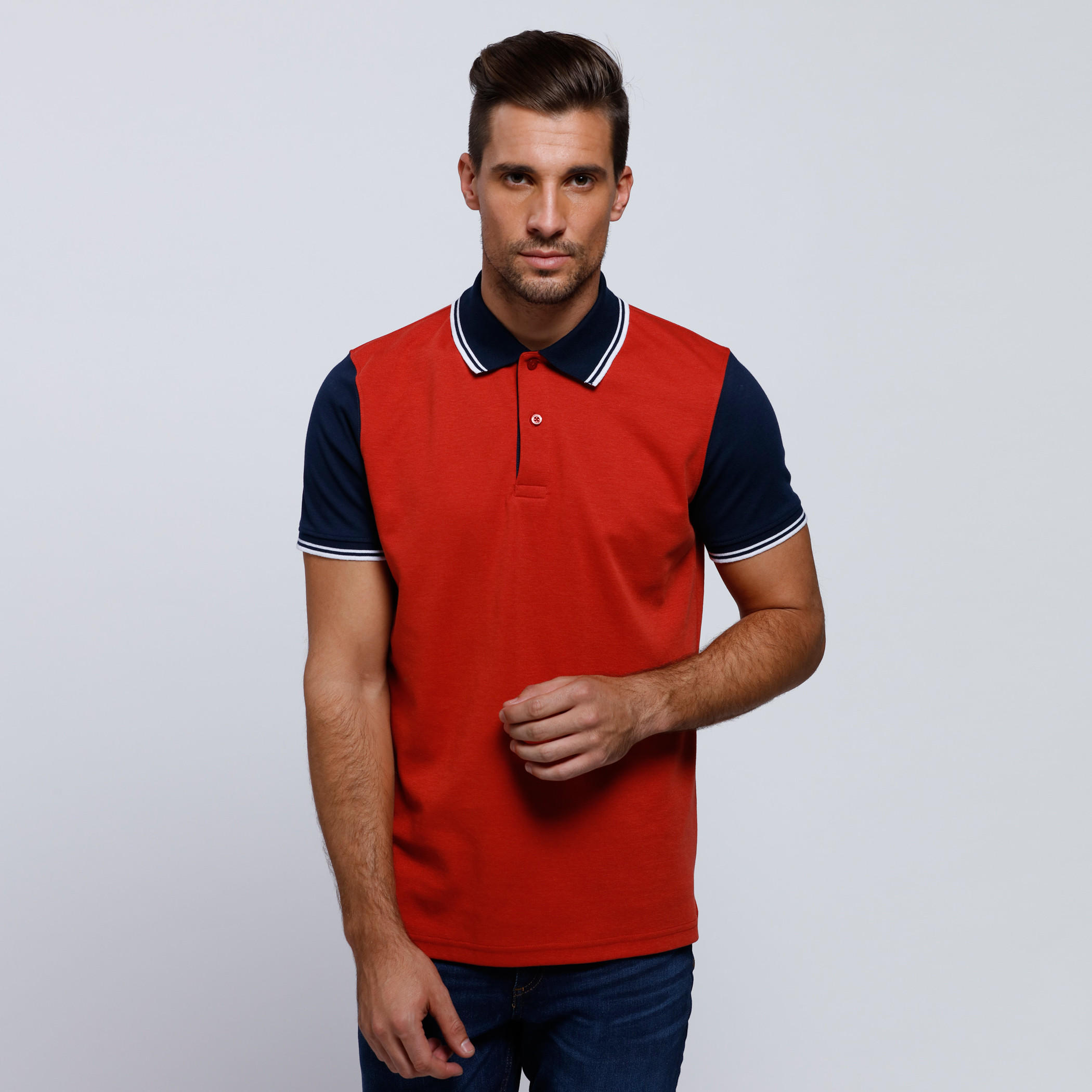 Polo Neck T-Shirt with Short Sleeves-men-clothing-tshirtsandpolos-polos-image-1