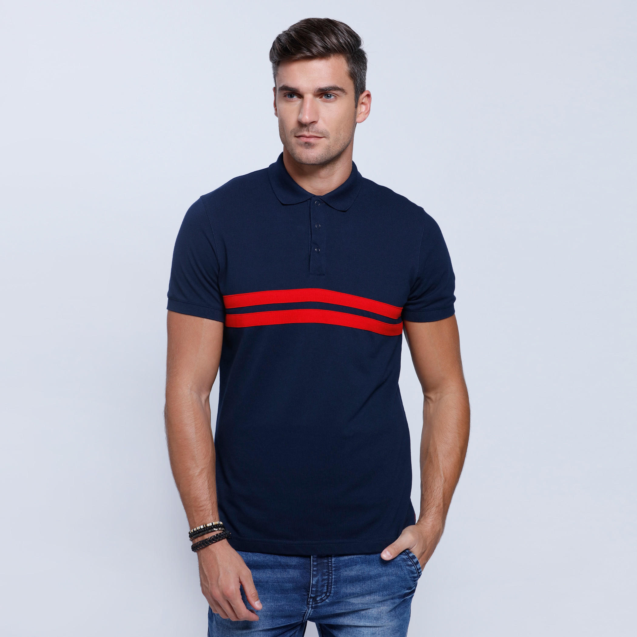 Polo Neck T-Shirt with Short Sleeves-men-clothing-tshirtsandpolos-polos-image-1
