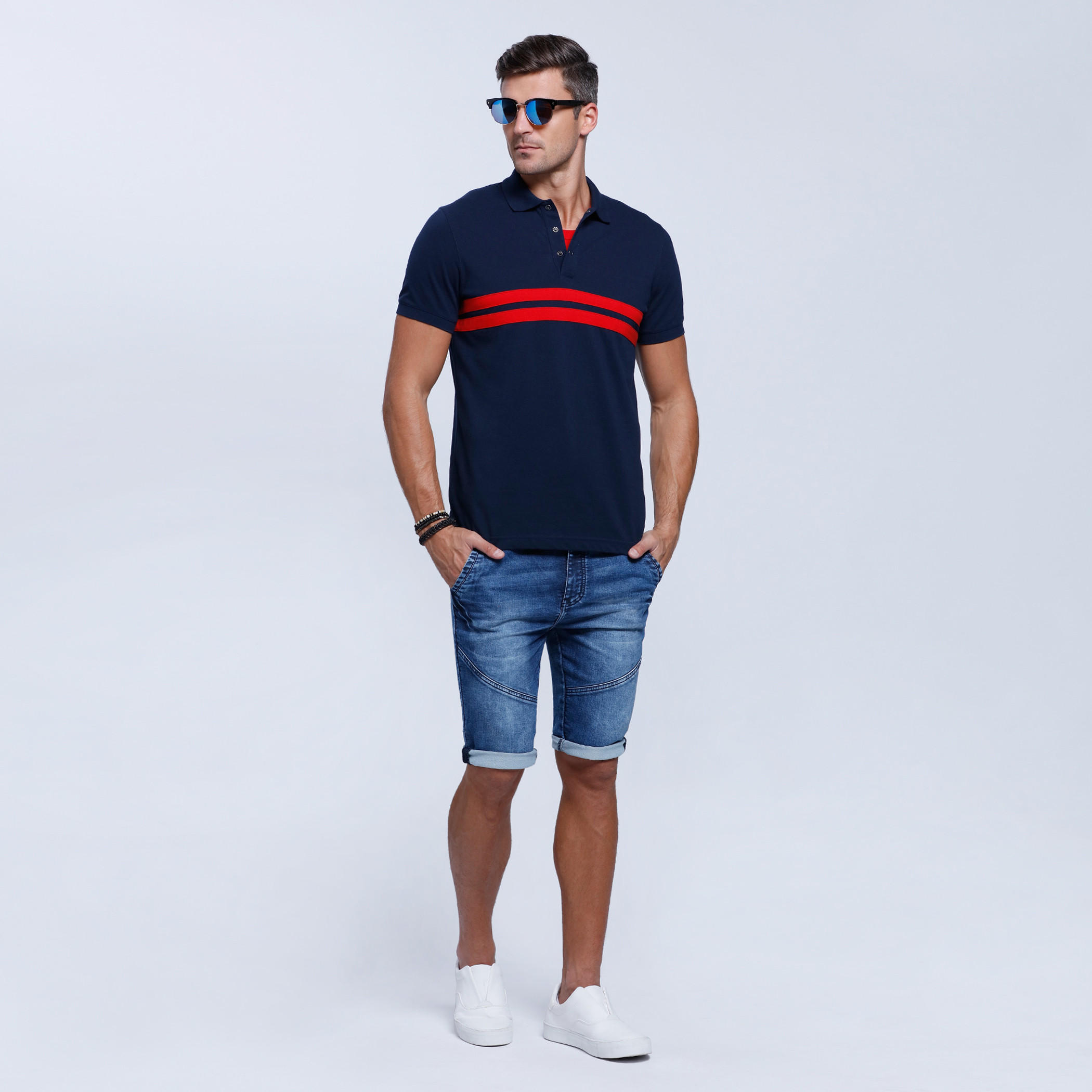 Polo Neck T-Shirt with Short Sleeves-men-clothing-tshirtsandpolos-polos-image-1