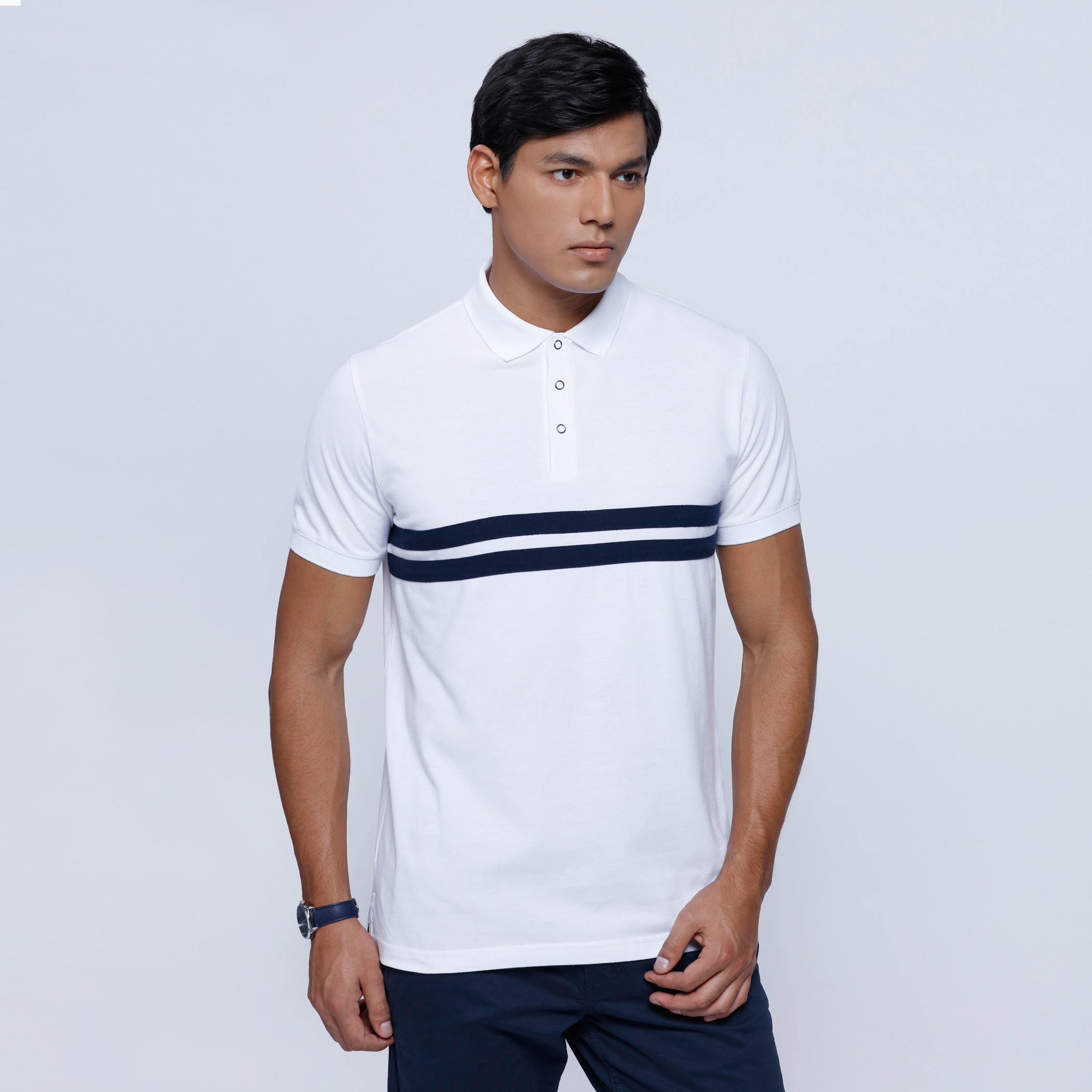 Polo Neck T-Shirt with Short Sleeves-men-clothing-tshirtsandpolos-polos-image-1