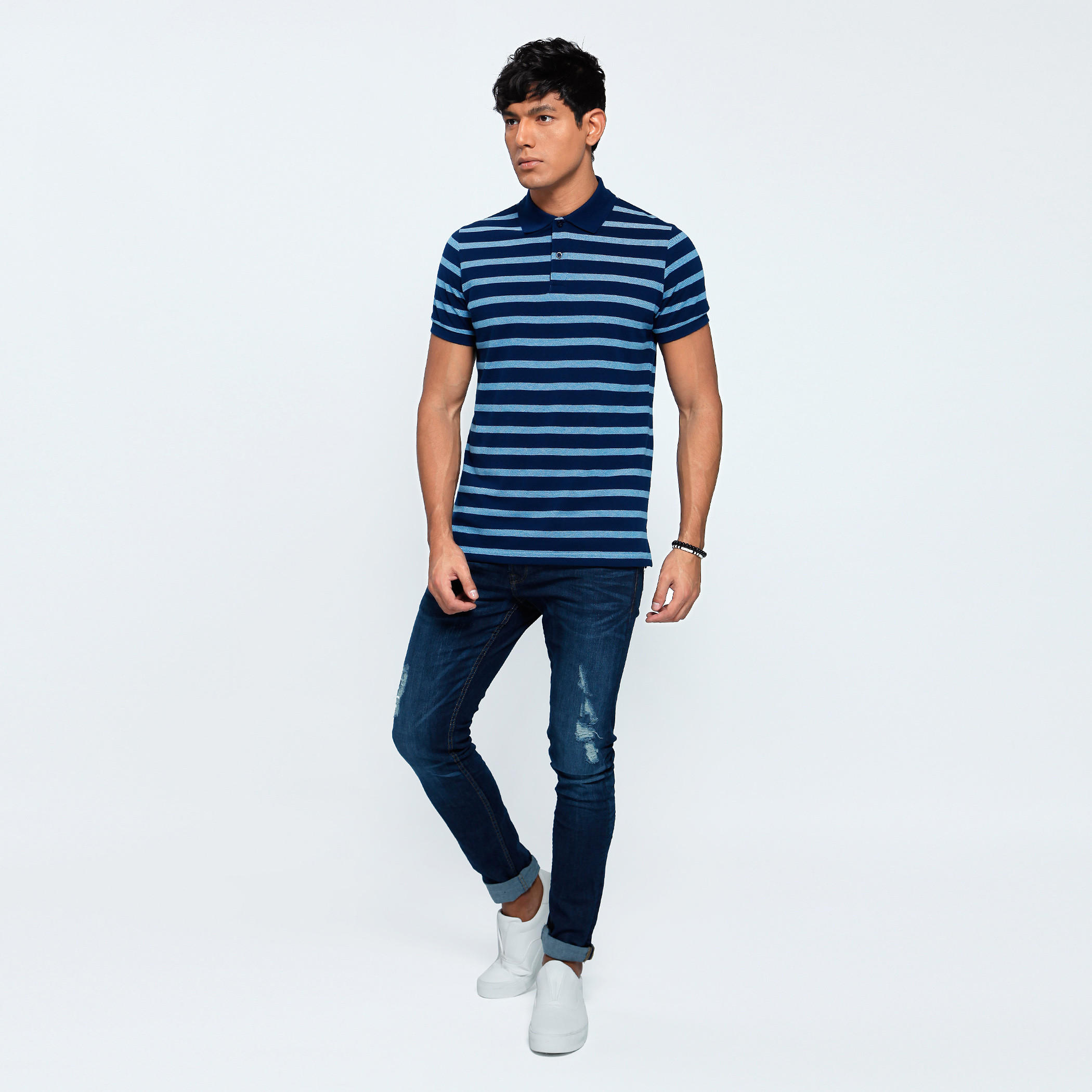 Printed T-Shirt with Polo Neck and Short Sleeves-men-clothing-tshirtsandpolos-polos-image-1