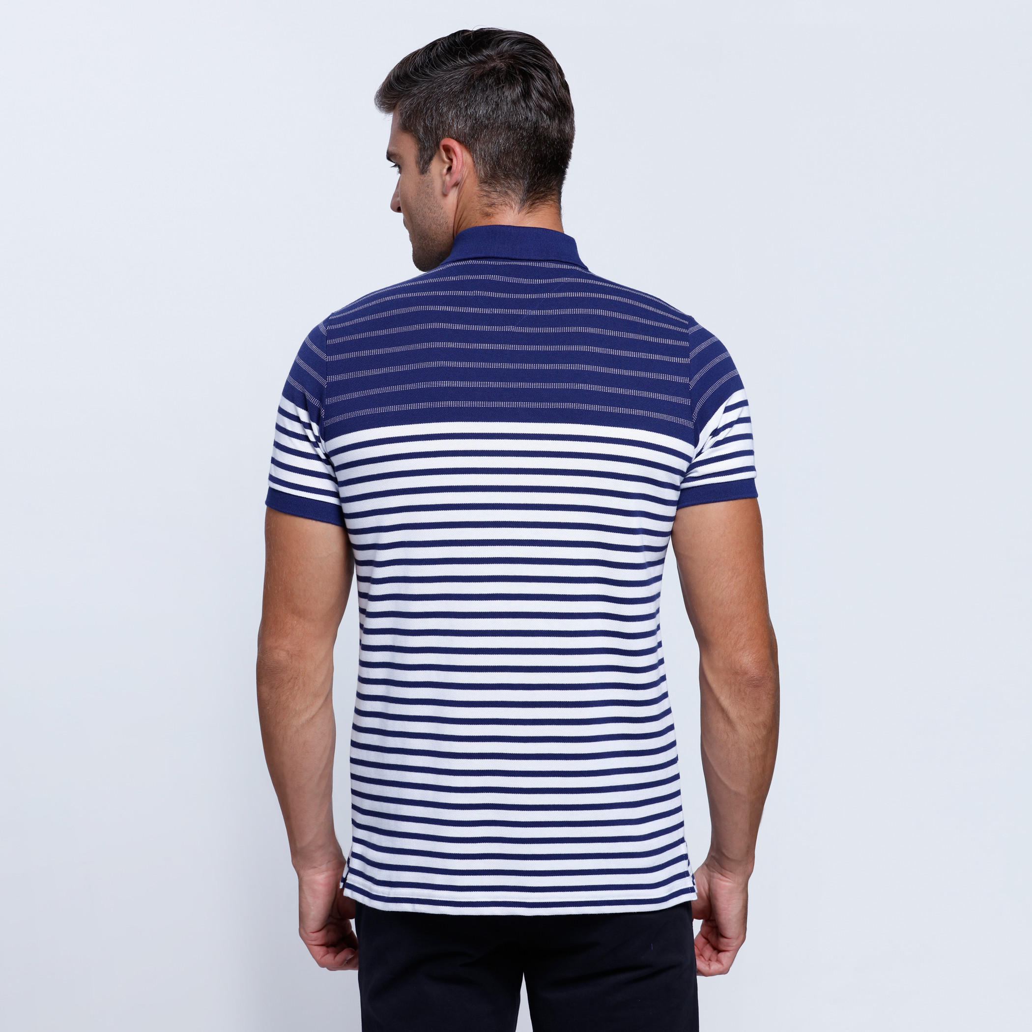 Striped T-Shirt with Polo Neck and Short Sleeves-men-clothing-tshirtsandpolos-polos-image-2