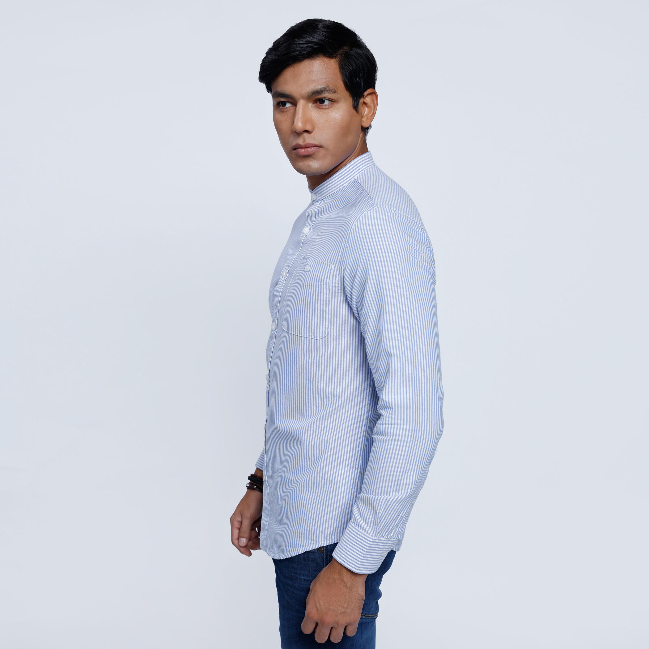 Striped Shirt with Mandarin Collar and Long Sleeves-men-clothing-shirts-image-3