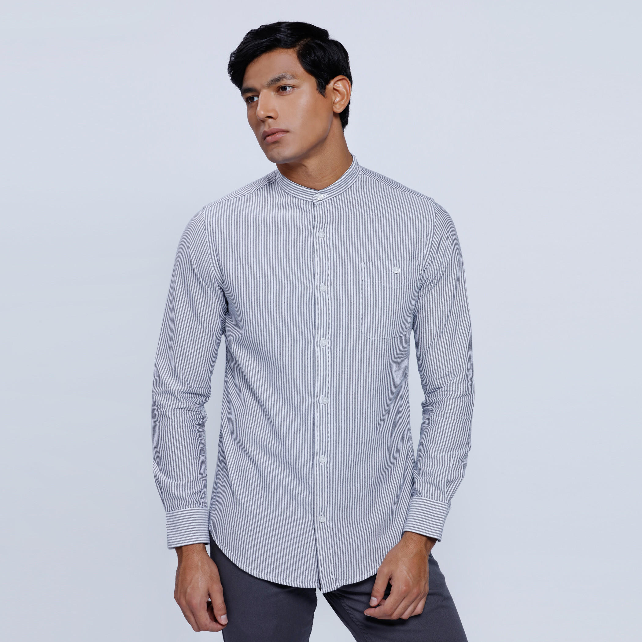 Striped Shirt with Mandarin Collar and Long Sleeves-men-clothing-shirts-image-6