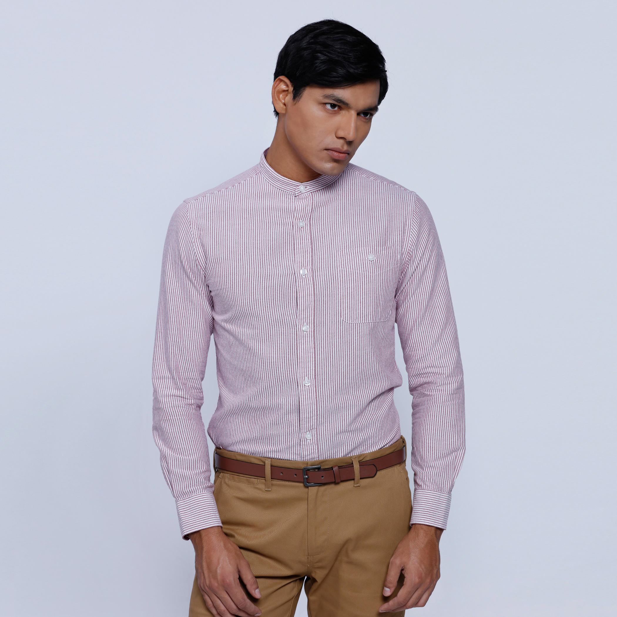 Striped Shirt with Mandarin Collar and Long Sleeves-men-clothing-shirts-image-11