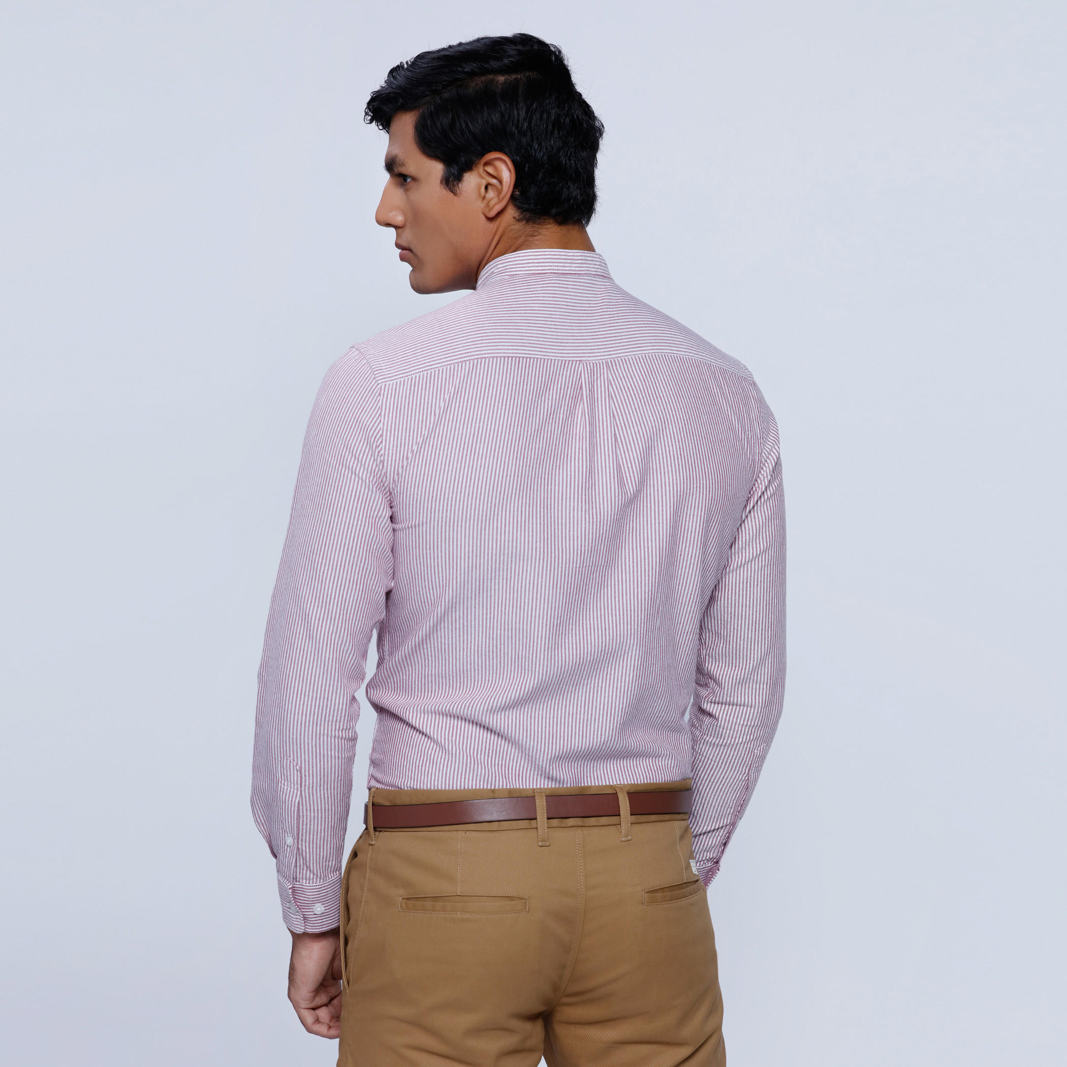 Striped Shirt with Mandarin Collar and Long Sleeves-men-clothing-shirts-image-12
