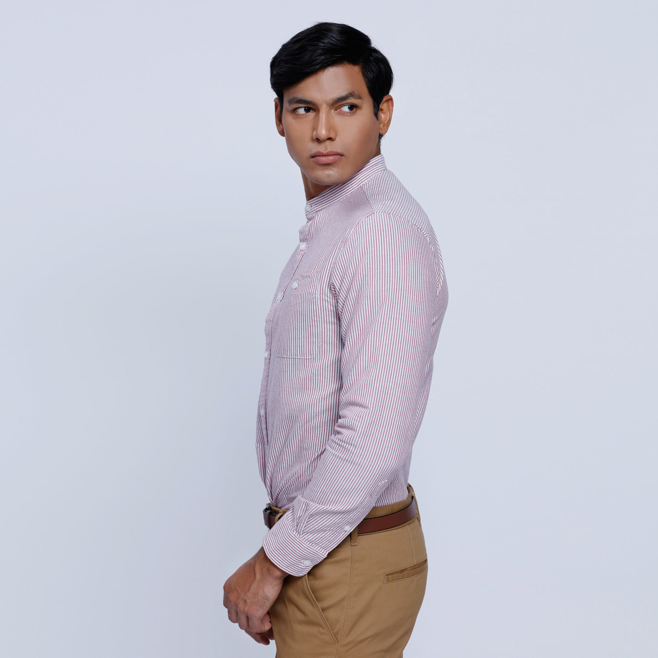 Striped Shirt with Mandarin Collar and Long Sleeves-men-clothing-shirts-image-13