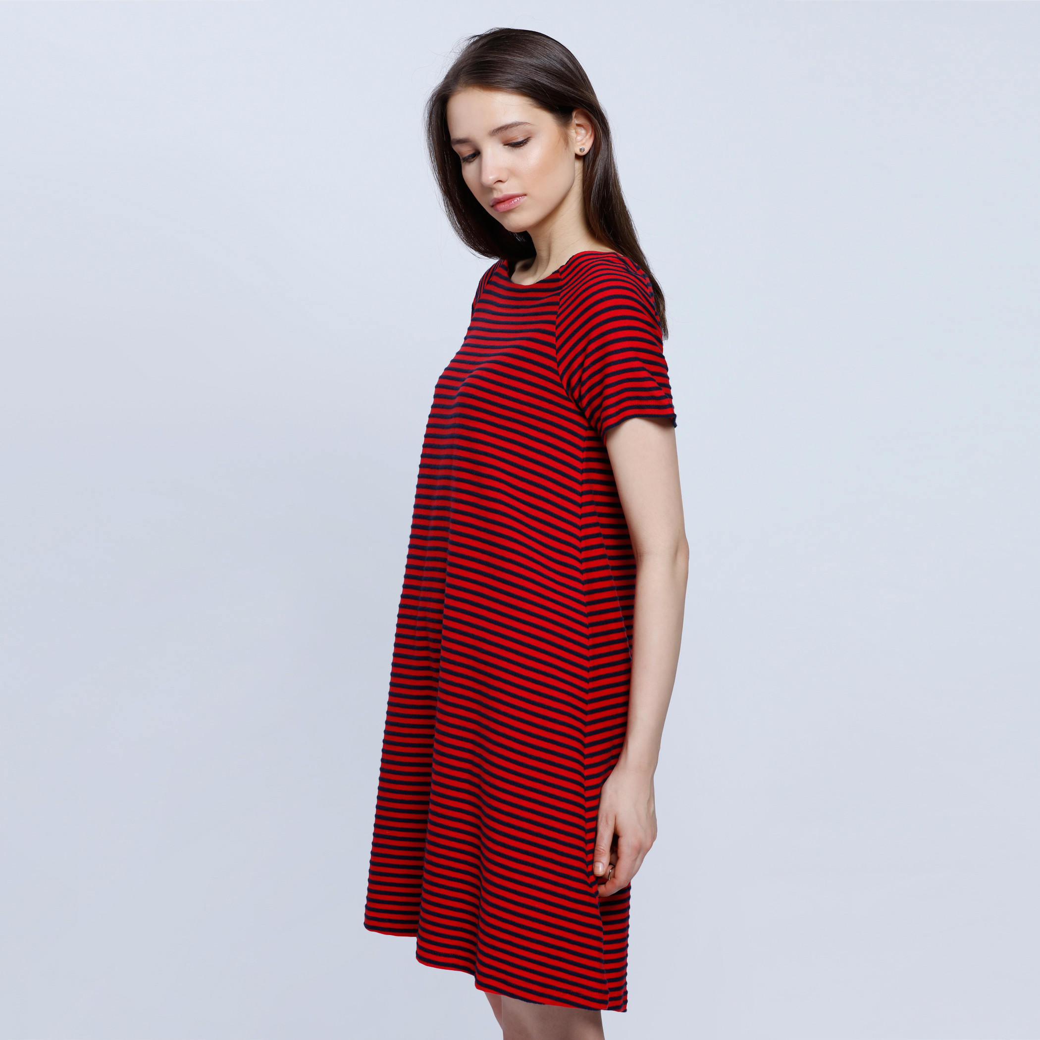 Striped Dress with Boat Neck and Short Sleeves-women-clothing-dresses-image-3