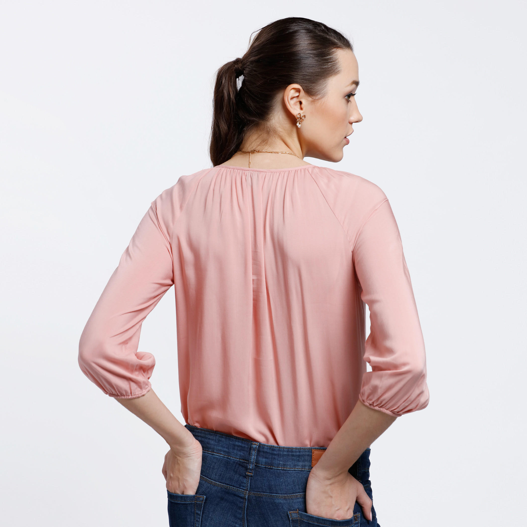 Round Neck Top with 3/4 Sleeves-women-clothing-tshirts-image-4