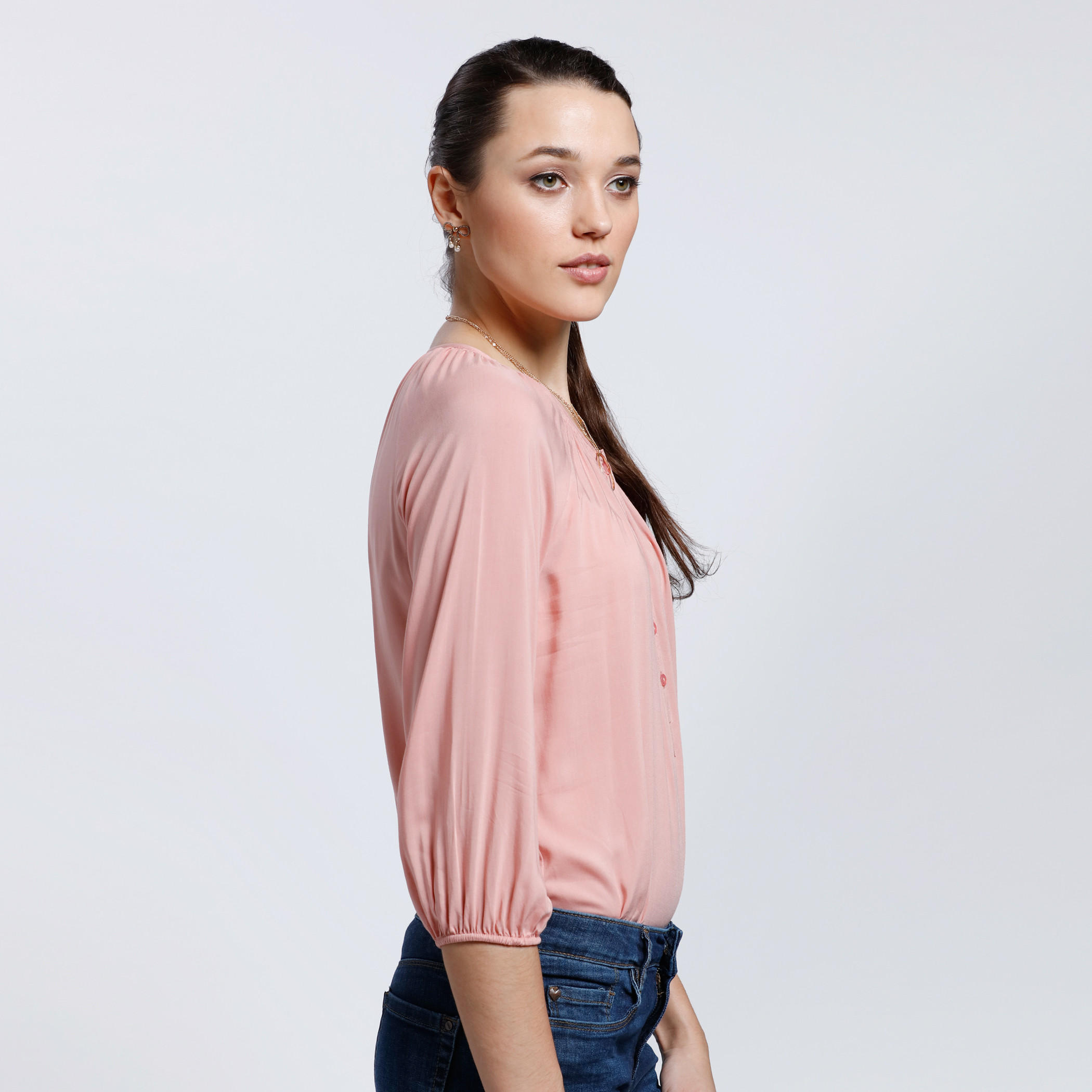Round Neck Top with 3/4 Sleeves-women-clothing-tshirts-image-3