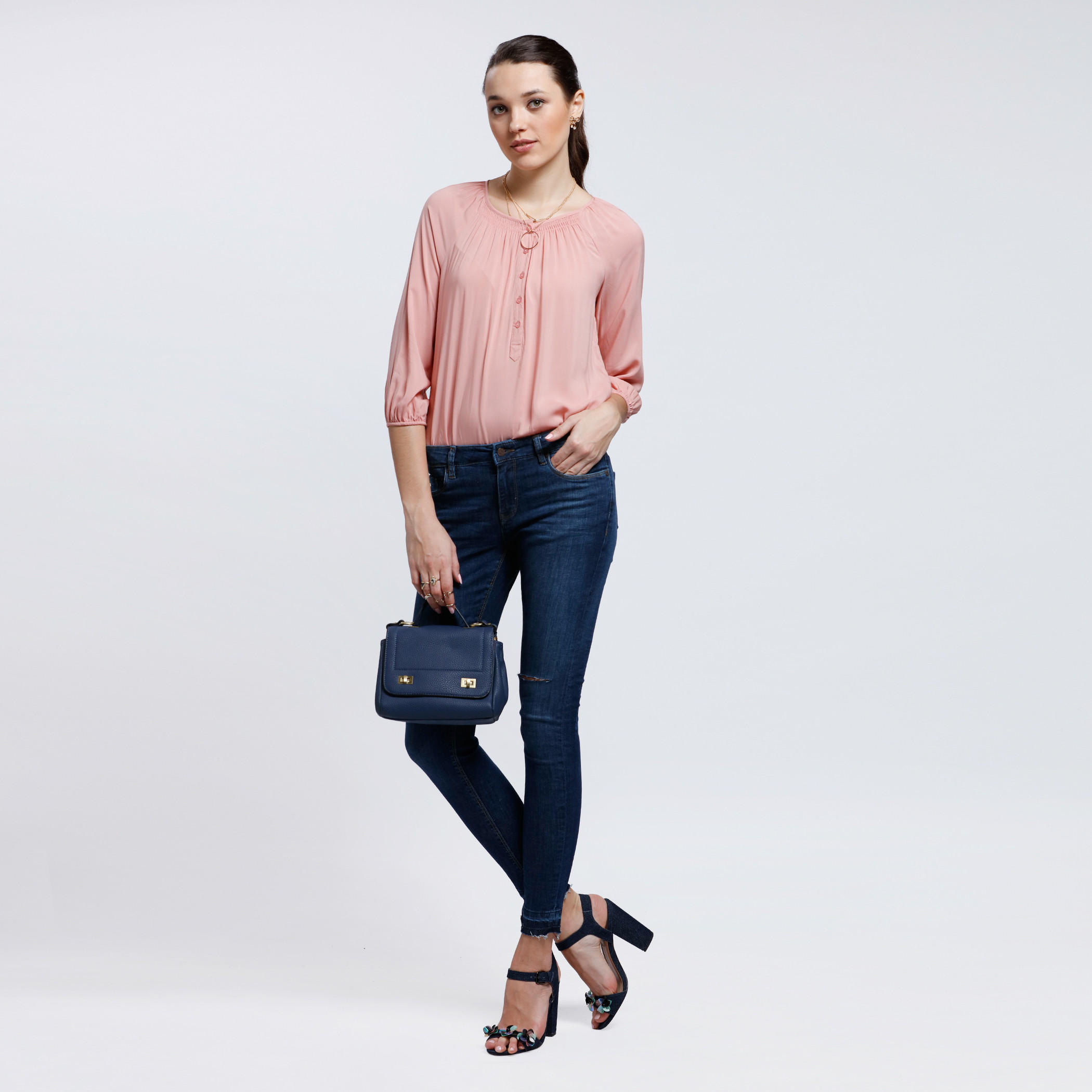 Round Neck Top with 3/4 Sleeves-women-clothing-tshirts-image-5