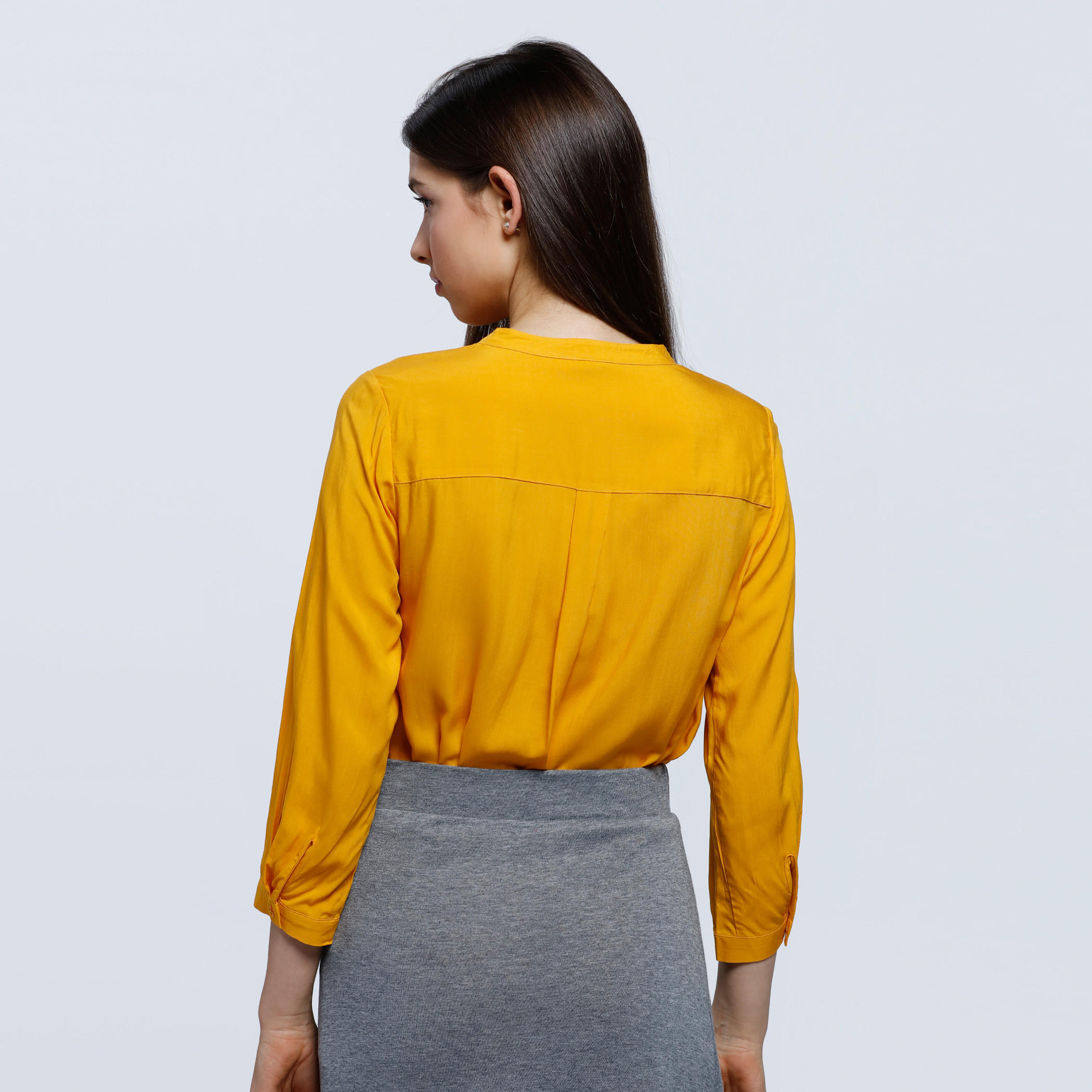 Woven Top with Mandarin Collar and Long Sleeves-women-clothing-shirtsandblouses-blouses-image-2