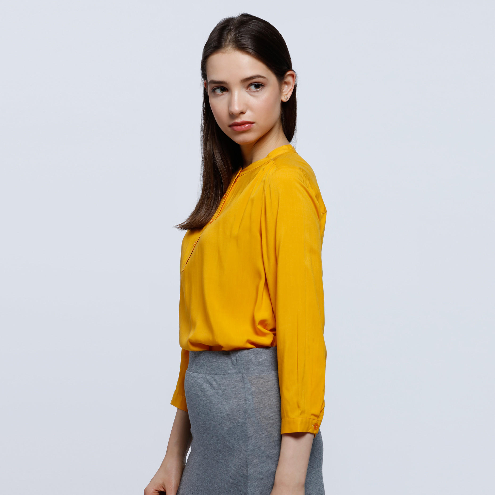 Woven Top with Mandarin Collar and Long Sleeves-women-clothing-shirtsandblouses-blouses-image-3
