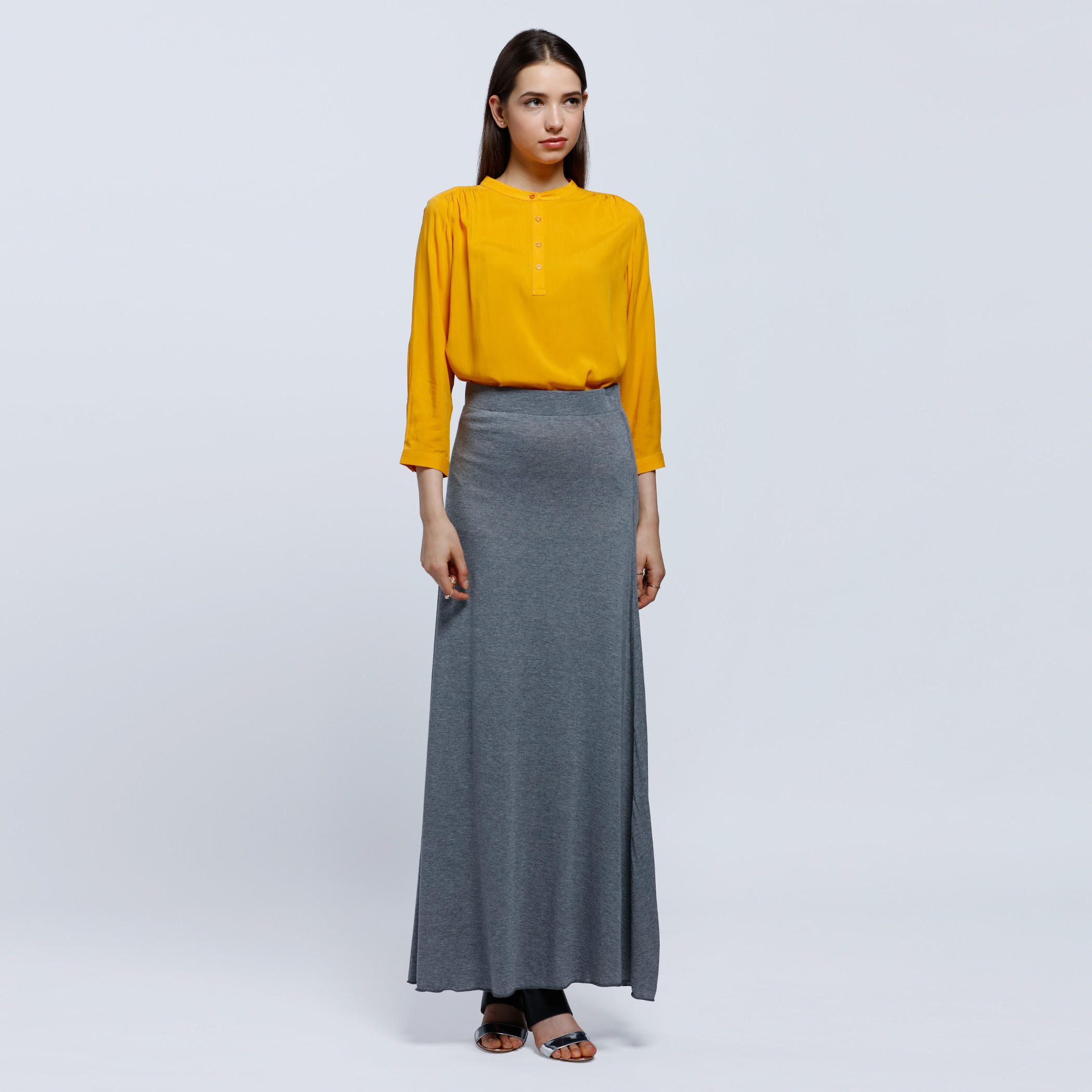 Woven Top with Mandarin Collar and Long Sleeves-women-clothing-shirtsandblouses-blouses-image-5