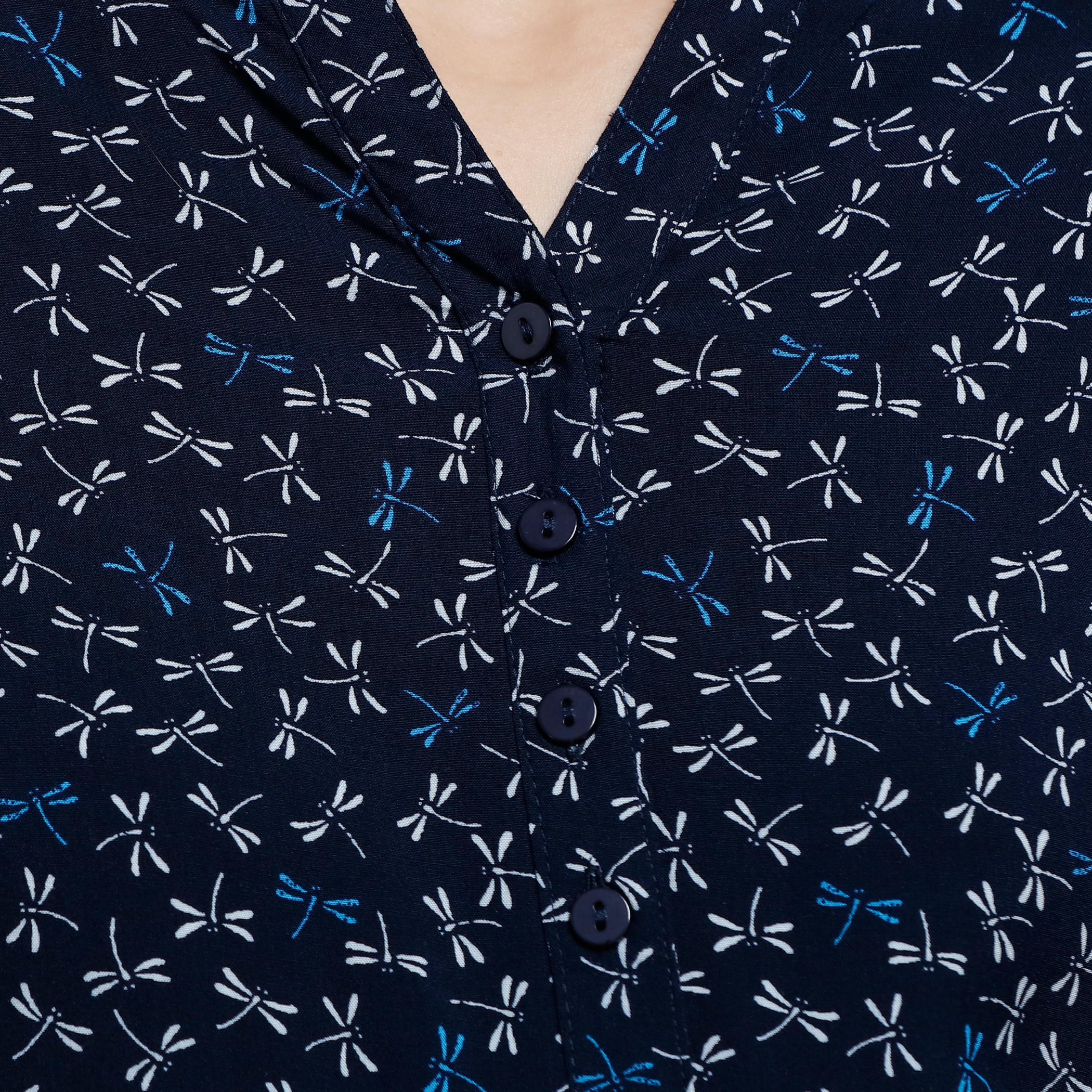 Printed Top with Mandarin Collar and Long Sleeves-women-clothing-shirtsandblouses-blouses-image-4