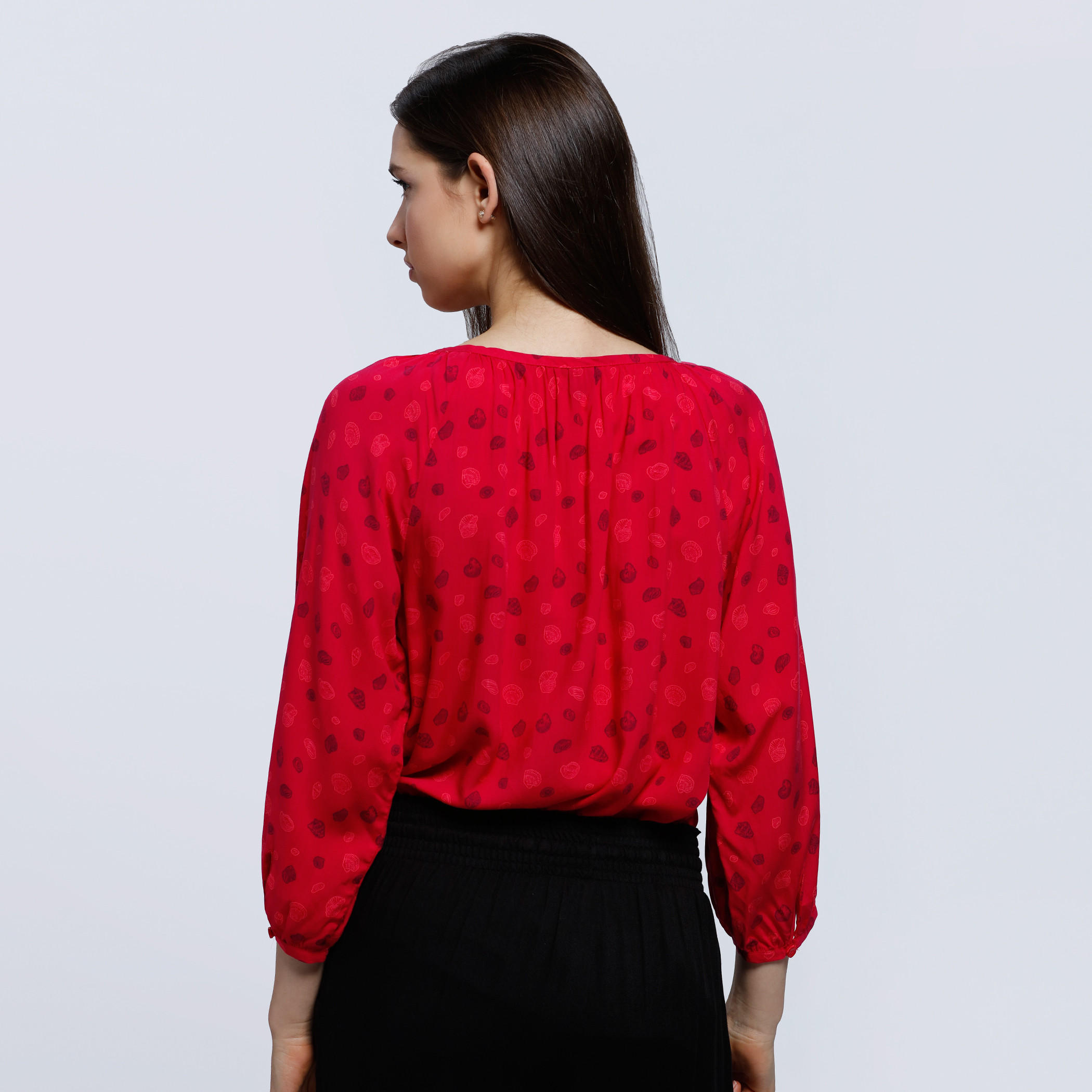 Printed Top with Tie-Up Collar and Long Sleeves-women-clothing-shirtsandblouses-blouses-image-2