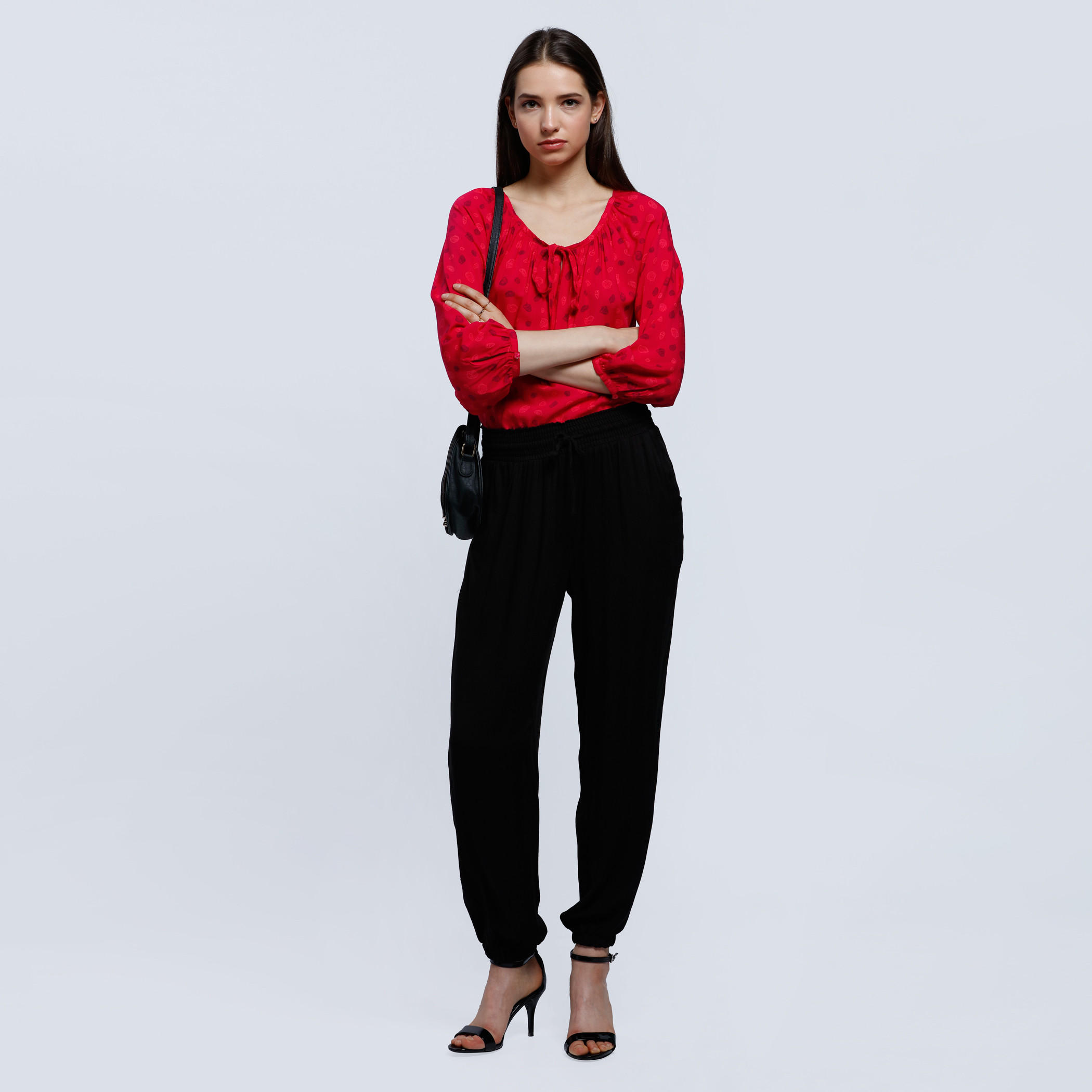 Printed Top with Tie-Up Collar and Long Sleeves-women-clothing-shirtsandblouses-blouses-image-5