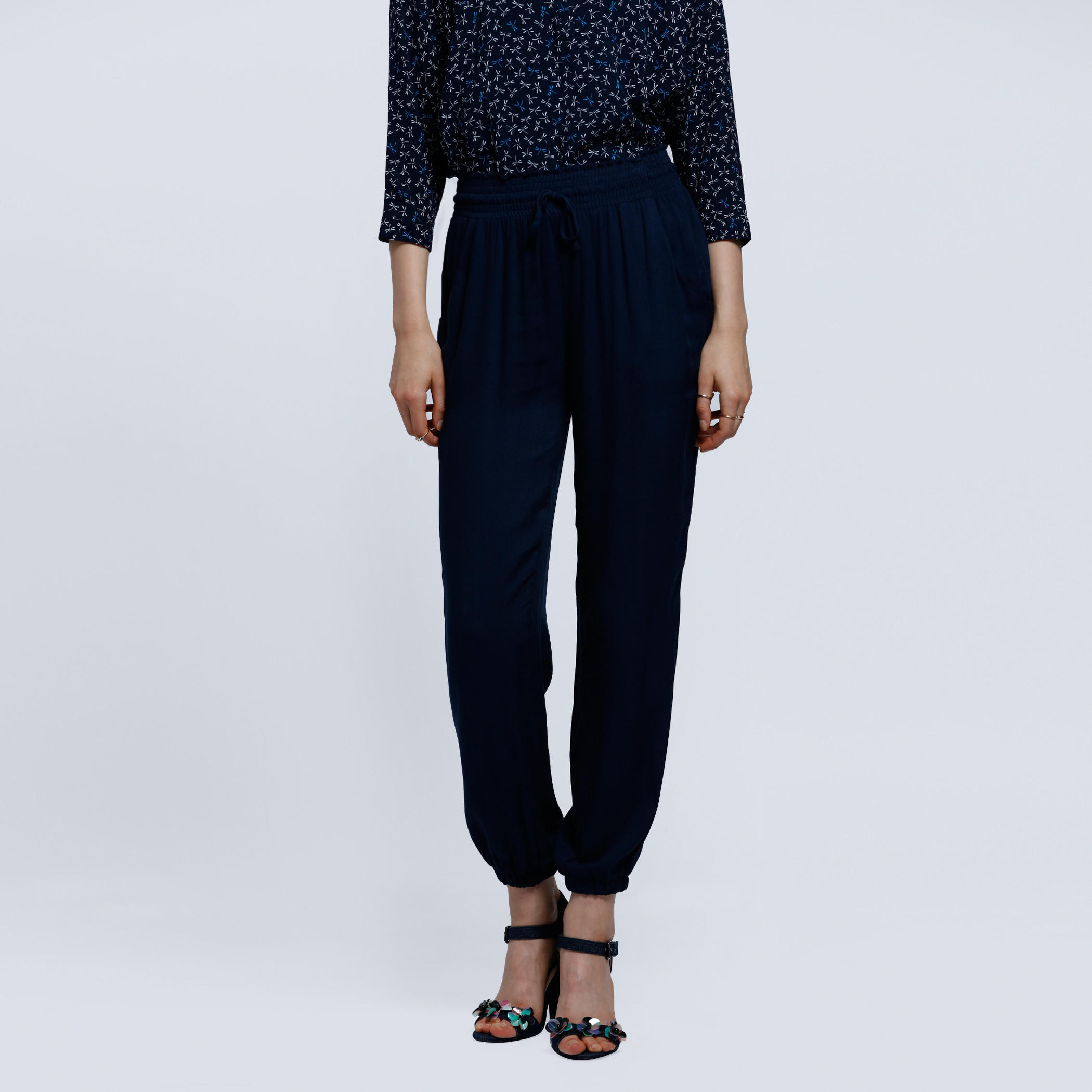Woven Harem Pants with Elasticised Cuffs-women-clothing-bottoms-trousers-image-1