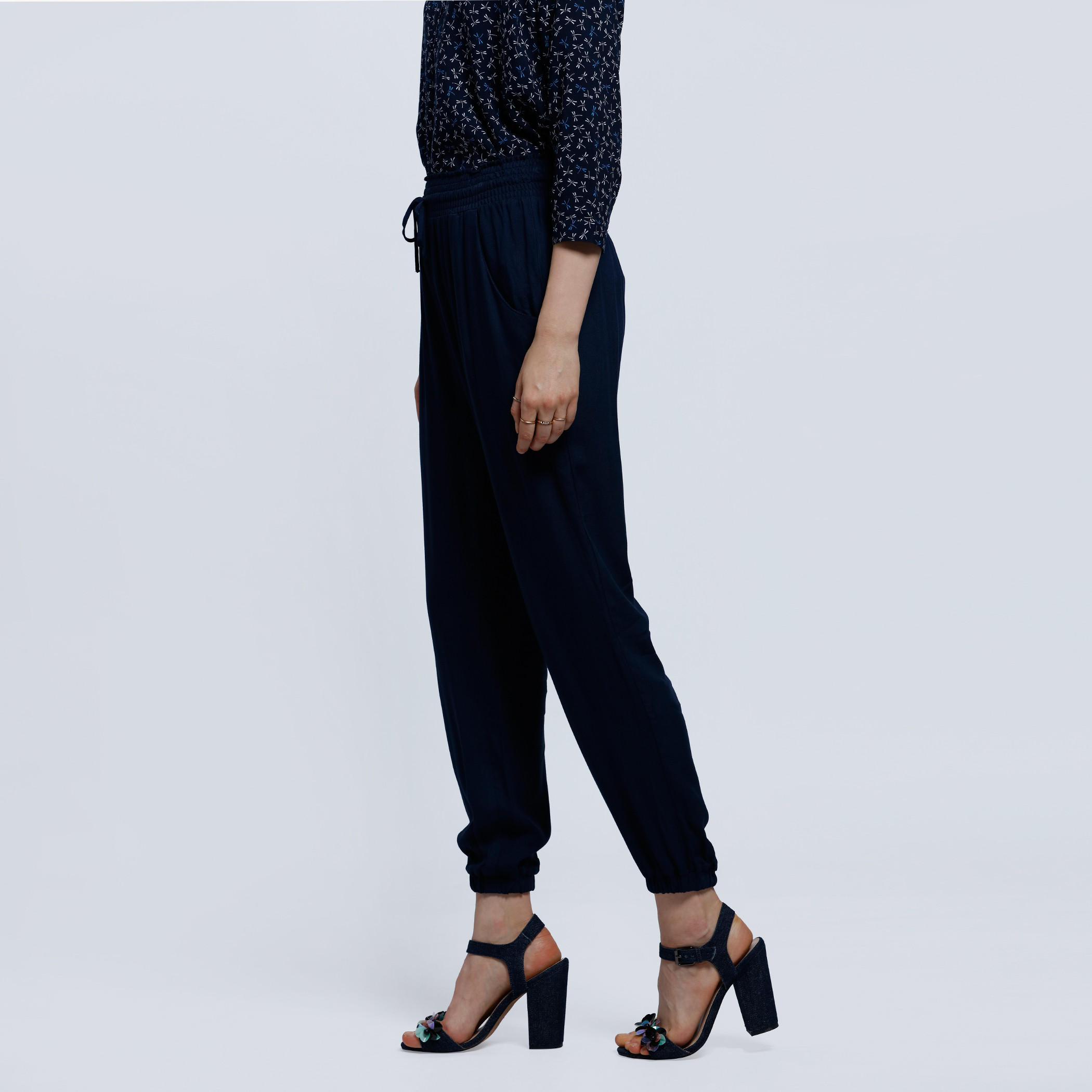 Woven Harem Pants with Elasticised Cuffs-women-clothing-bottoms-trousers-image-3
