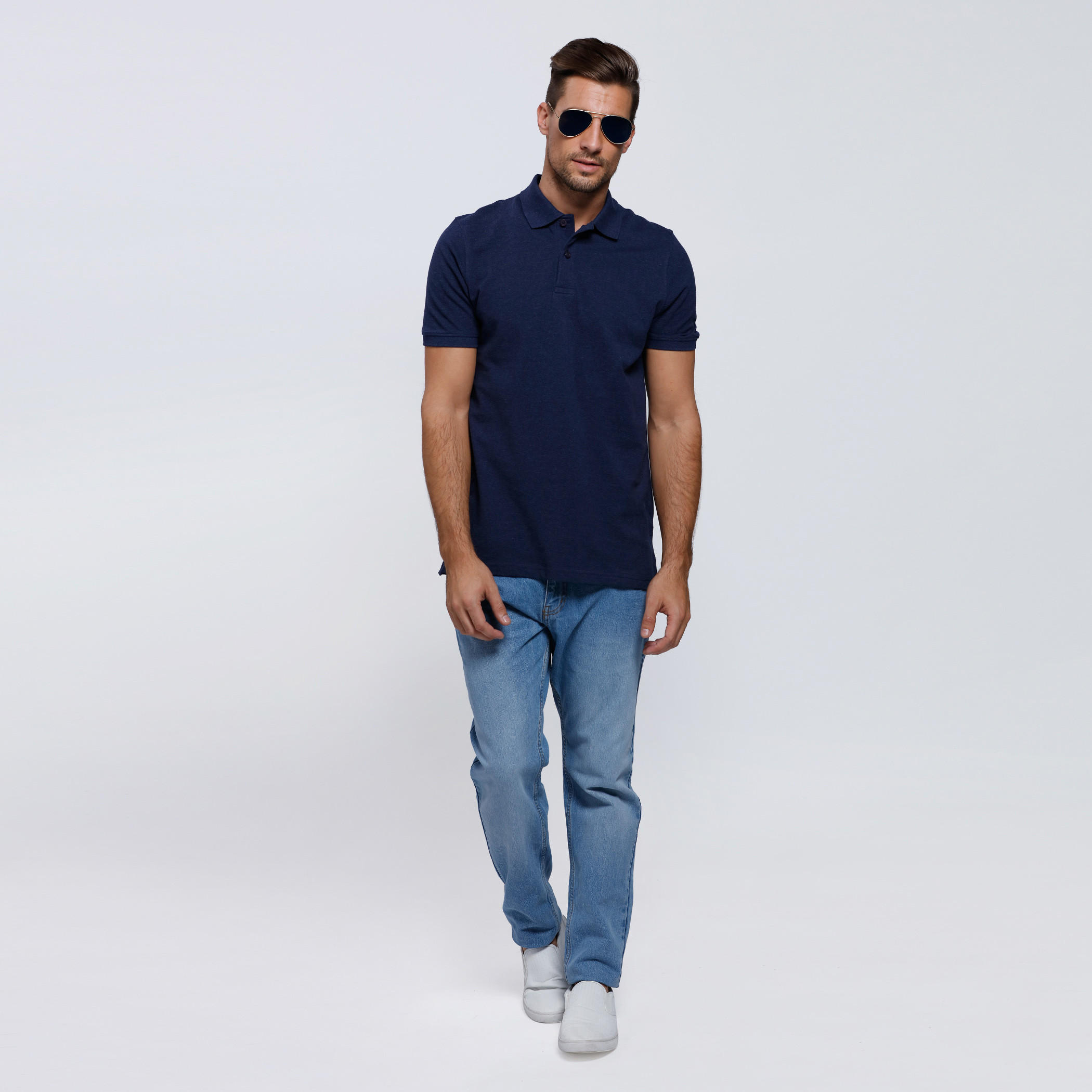 تيشيرت بياقة عادية وأكمام قصيرة-men-clothing-tshirtsandpolos-polos-image-1