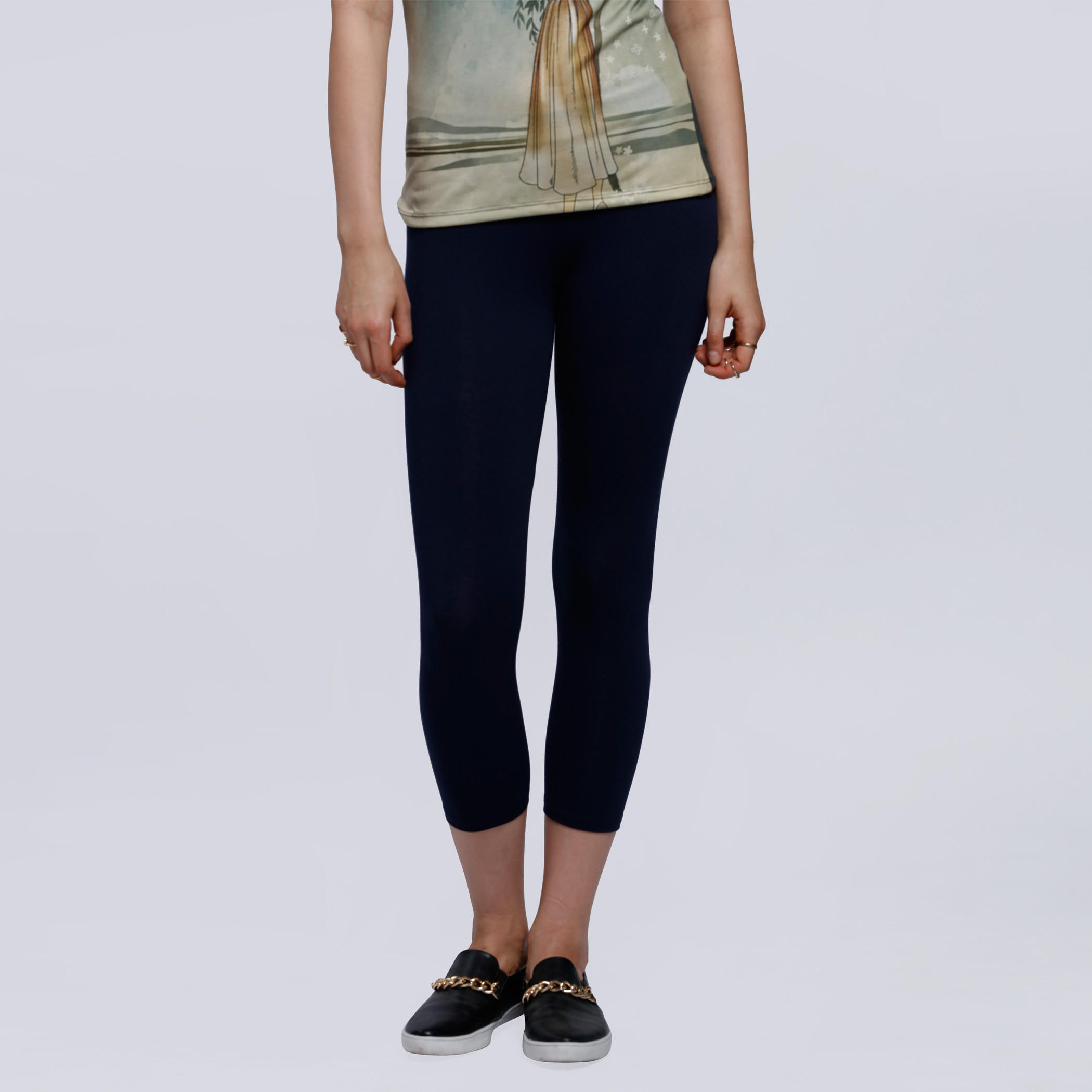 Cropped Leggings with Elasticised Waistband -women-clothing-bottoms-leggings-image-1