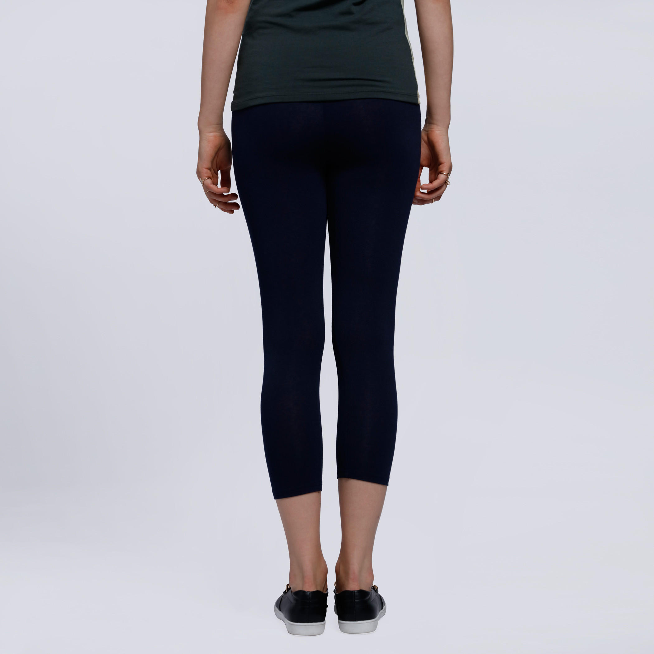 Cropped Leggings with Elasticised Waistband -women-clothing-bottoms-leggings-image-2